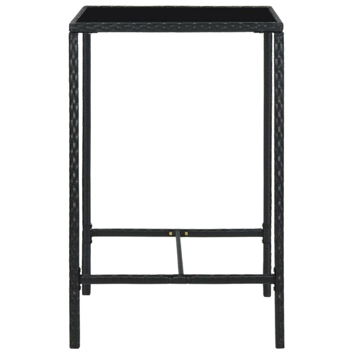 VIDAXL Table de bar de jardin Noir 70x70x110cm Resine tressee et verre