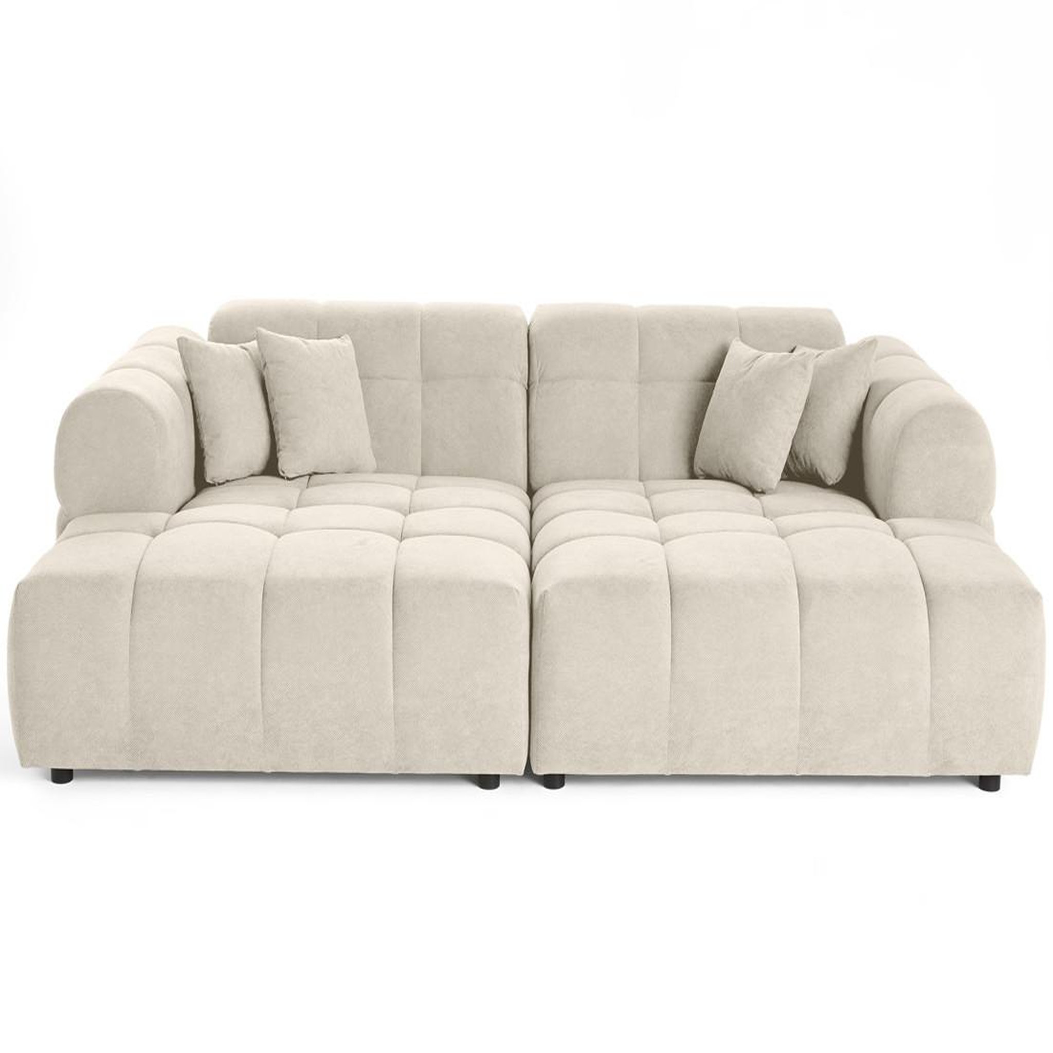BEST MOBILIER Ray - canapé droit 4 places avec double méridienne - assise profonde - en tissu texturé. Coloris disponibles : Bicolore, Bleu, Noir, Gris, Rouge, Vert, Orange, Beige