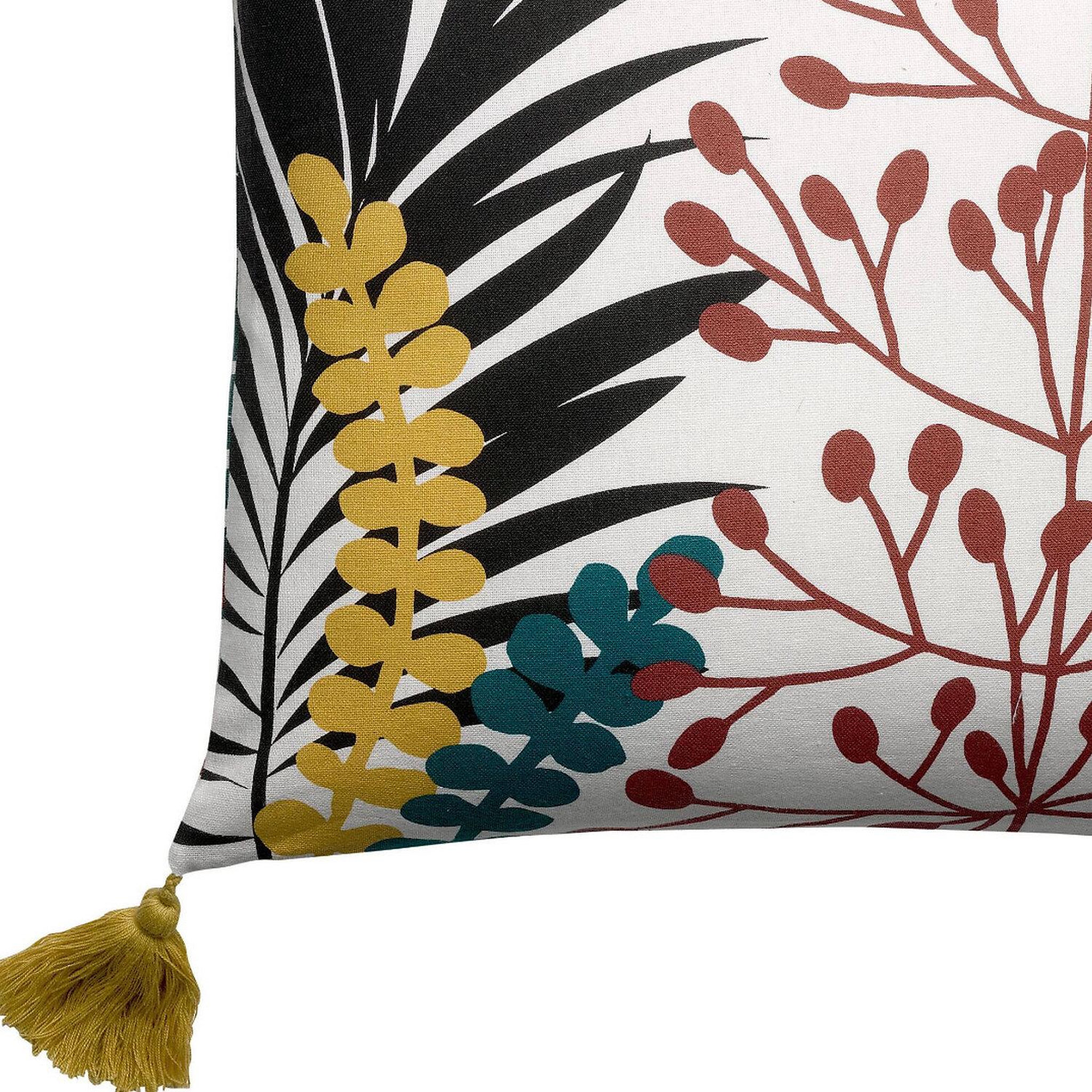 Voir la diapositive 3 : Les Ateliers du Linge Coussin décoratif imprimé en coton avec pompons