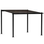 OUTSUNNY Pergola adossée en aluminium 3 x 3 m - goutières - anthracite toit polycarbonate fumé