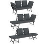 Voir la diapositive 4 : ID MARKET Canapé de jardin, banquette convertible NOLA 2/3 places avec accoudoirs inclinables métal et coussins gris anthracite