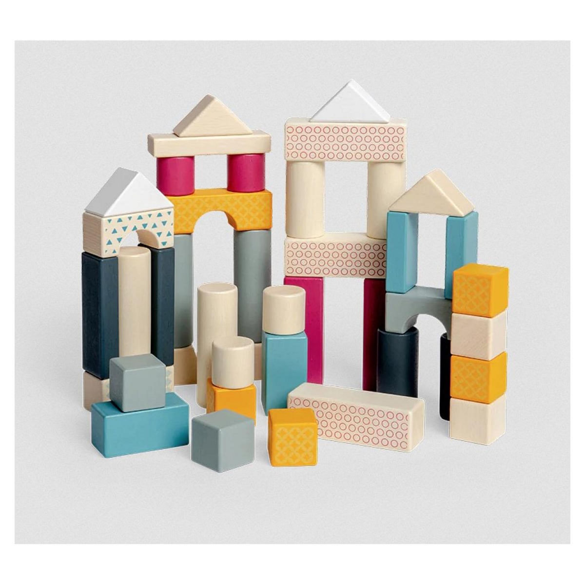 BIGJIGS Boite de 50 formes en bois à empiler