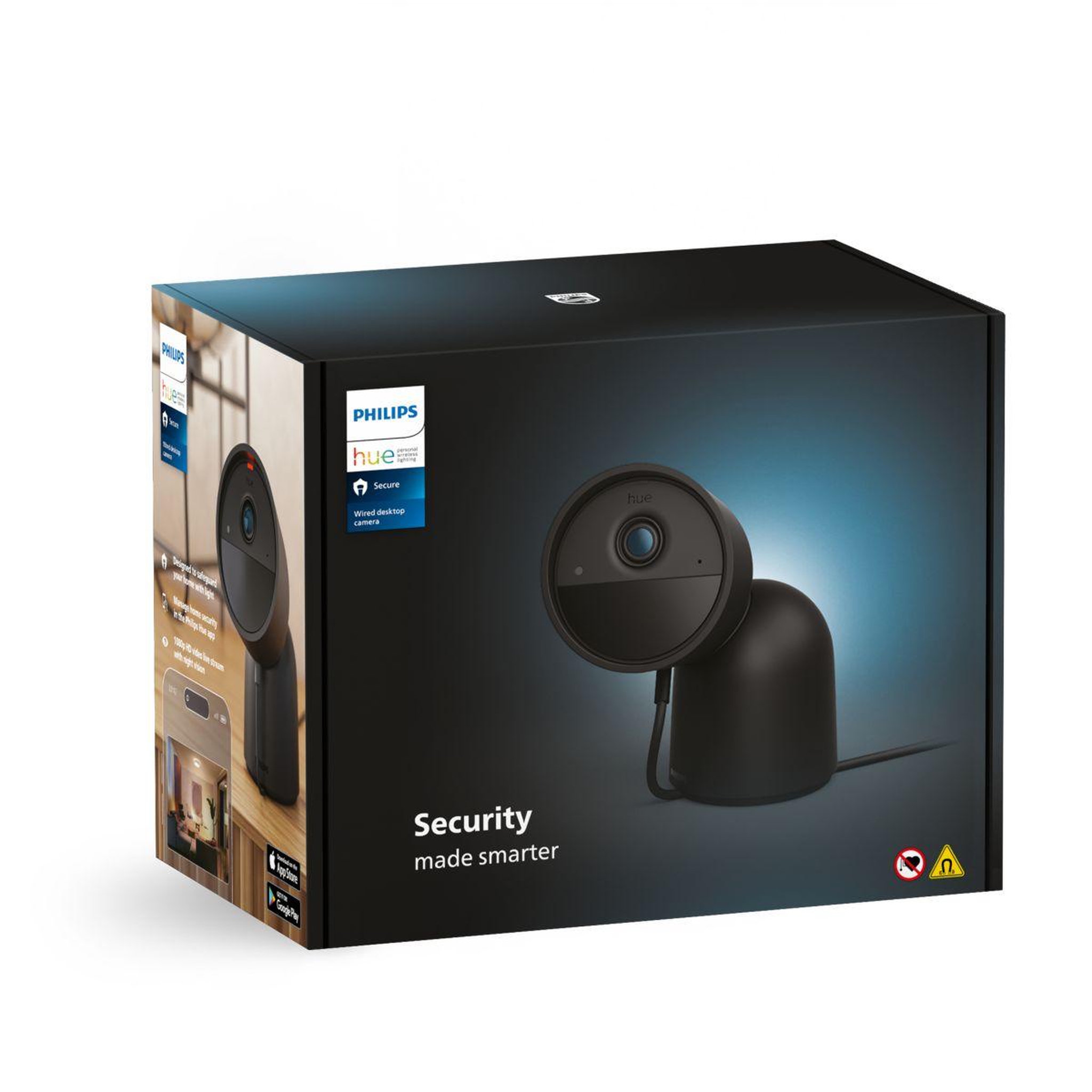 PHILIPS HUE Caméra de surveillance SECURE avec support bureau noire