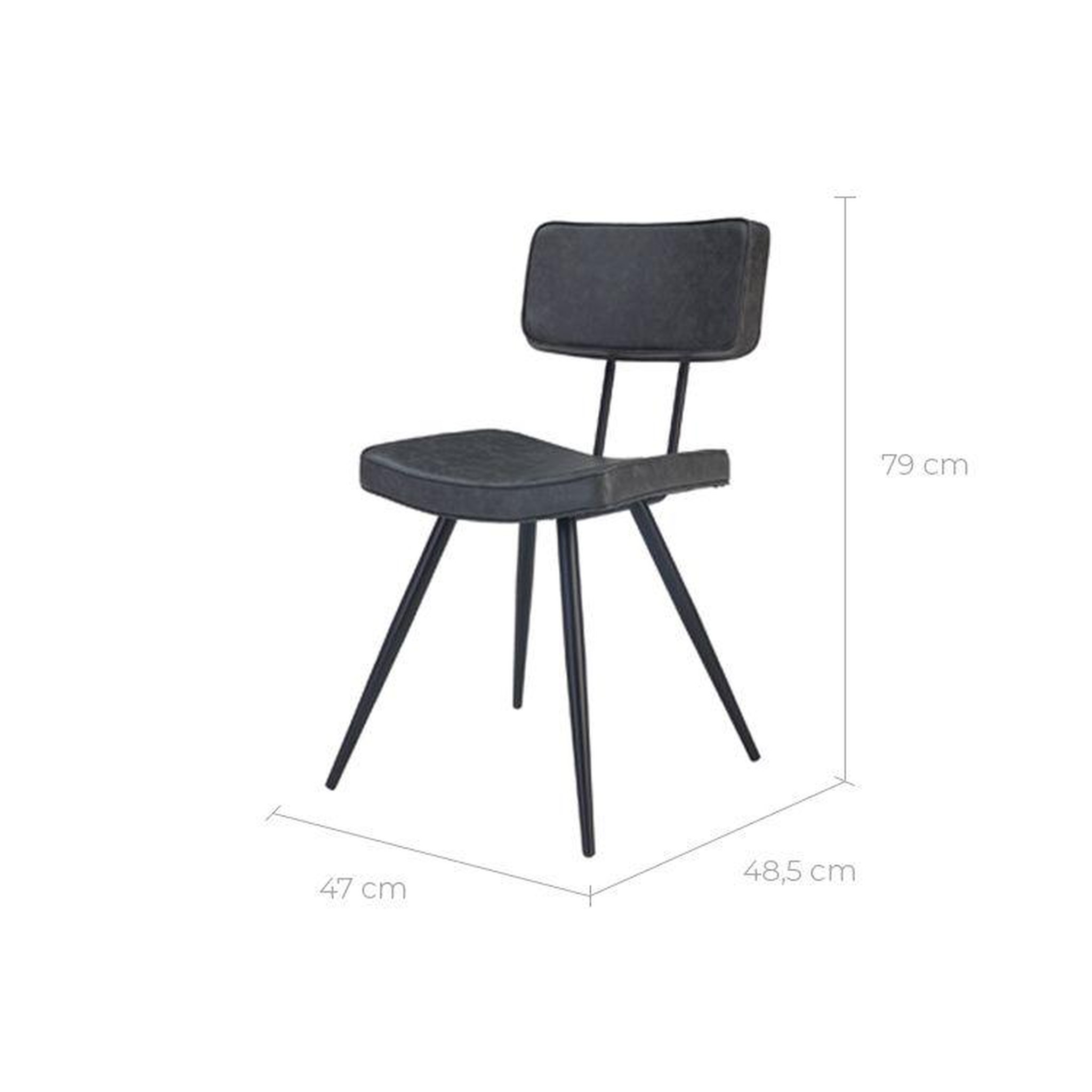 Voir la diapositive 4 : MAISON PAVANE Lot de 2 chaises en cuir synthétique gris / noir-texas