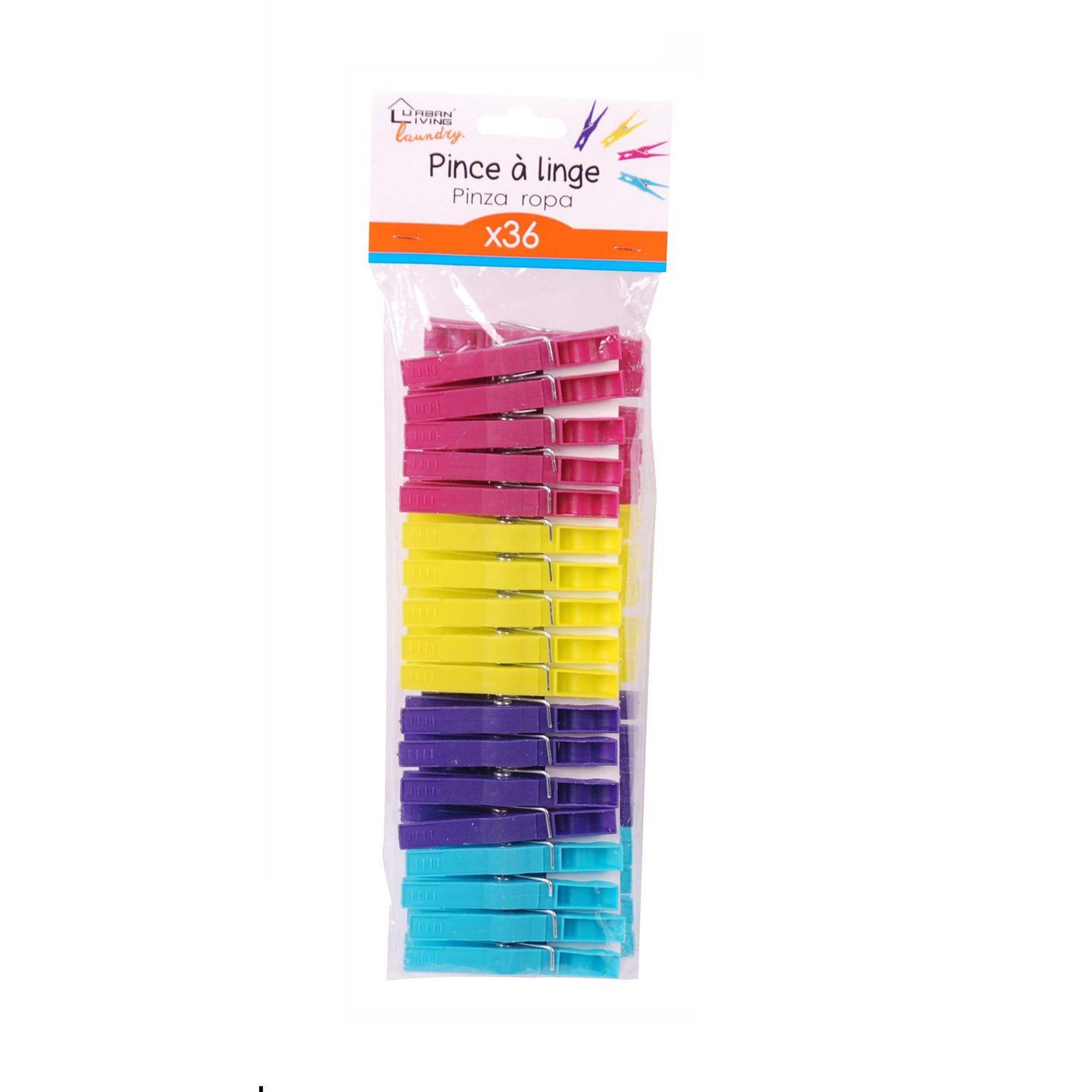DIVERS 36 Pinces à linge - Plastique - Multicolore