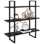 Voir la diapositive 3 : VIDAXL Bibliotheque a 3 niveaux Noir 100x30x105 cm Bois de pin massif