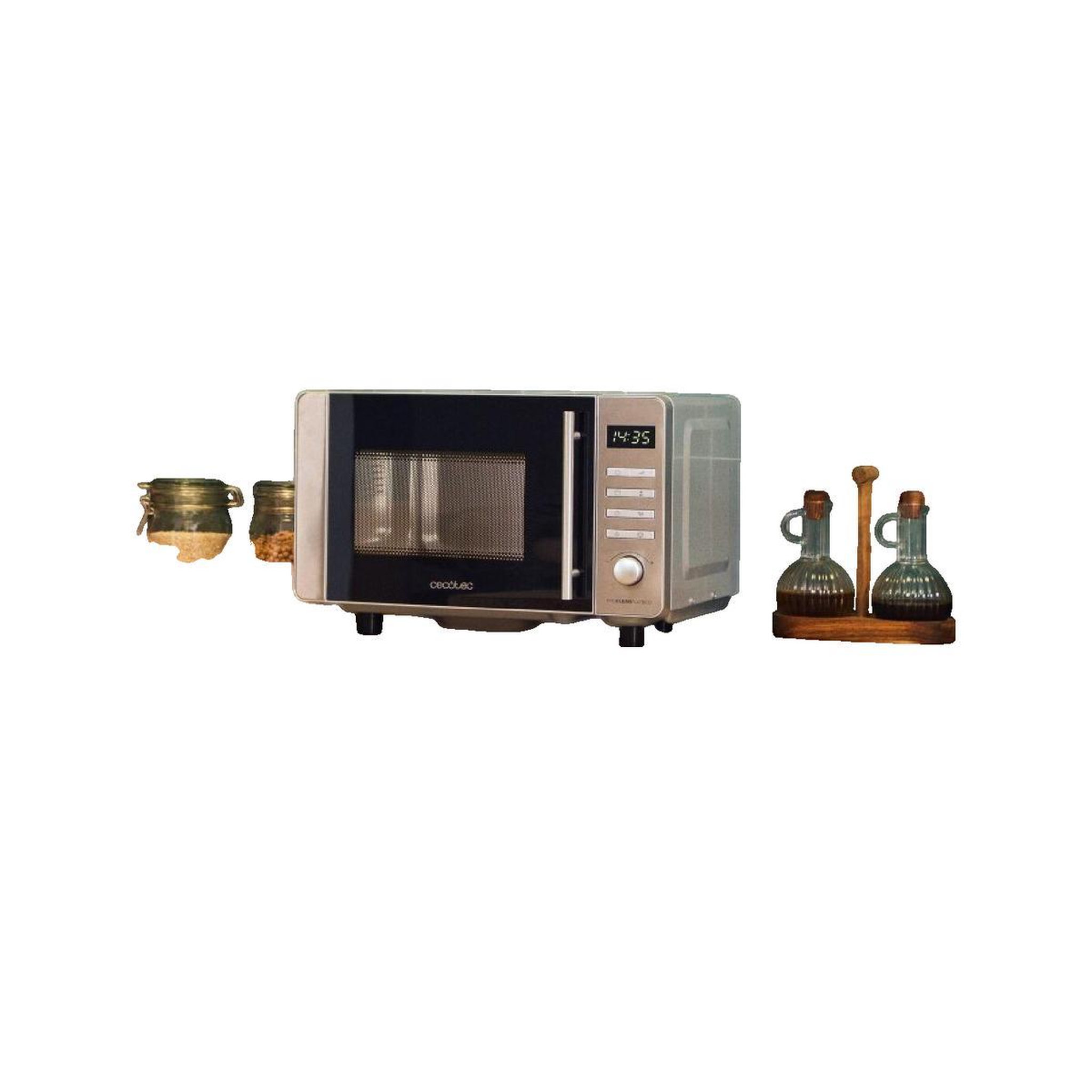 Voir la diapositive 2 : CECOTEC Micro-ondes Cecotec inox sans plateau tournant 20L 700W