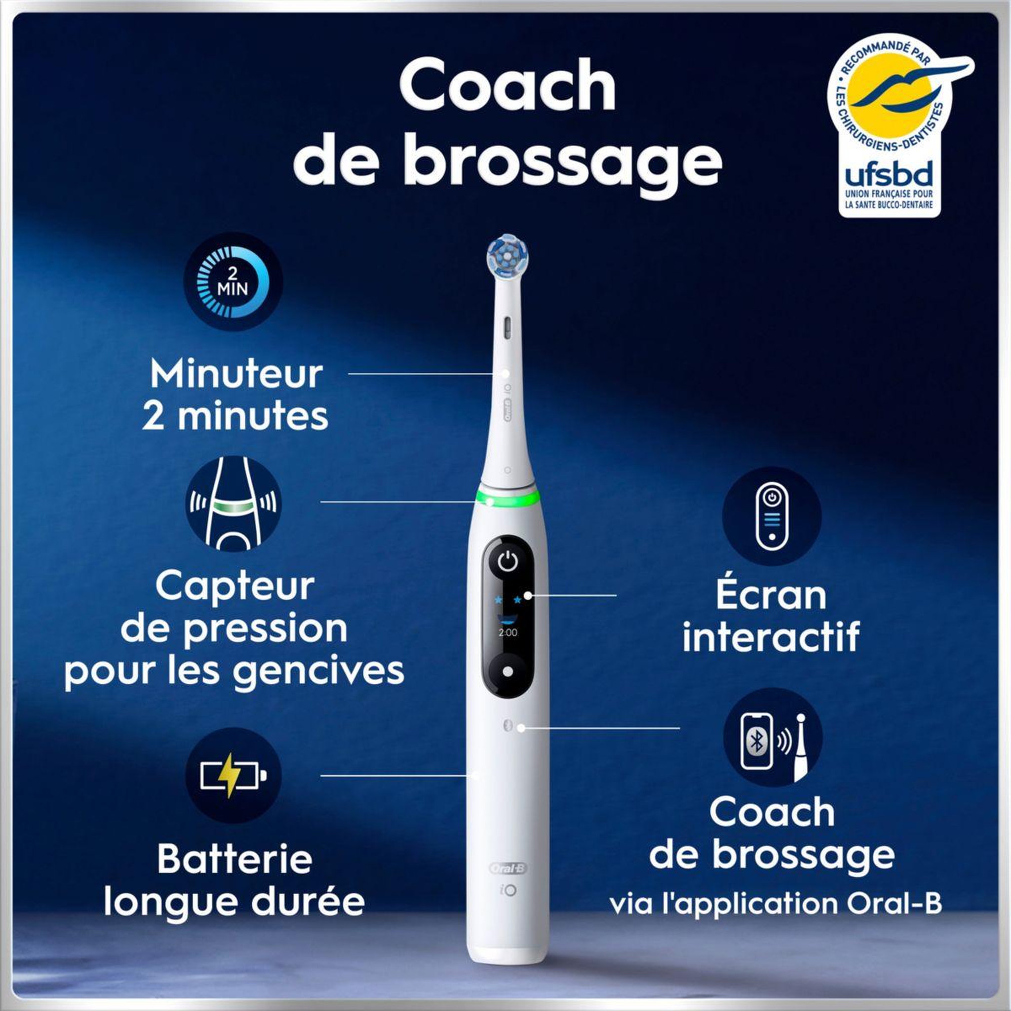 Voir la diapositive 2 : ORAL B Brosse à dents électrique io6 series white luxe edition