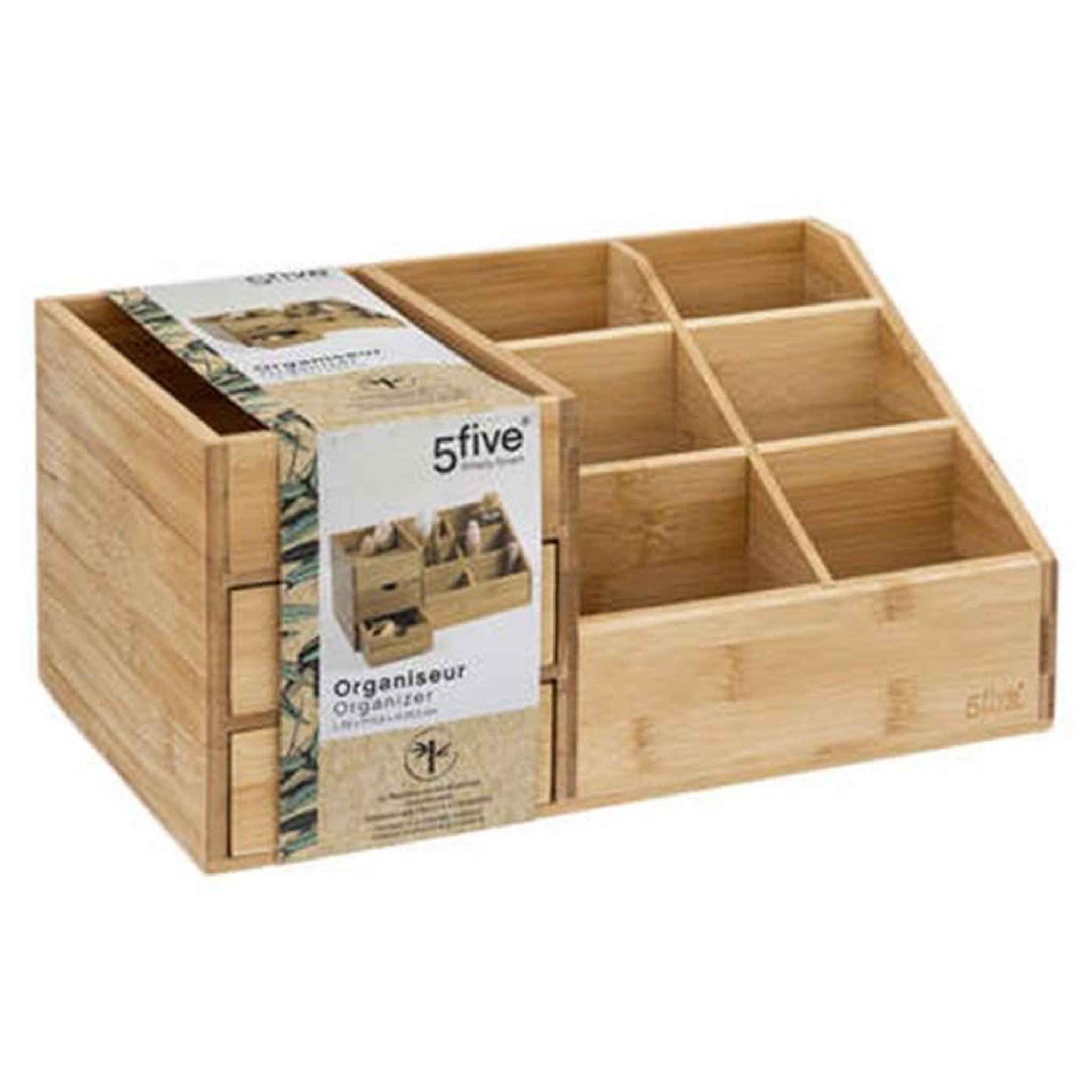 Voir la diapositive 5 : FIVE Organiseur 2 tiroirs  bambou  33cm naturel