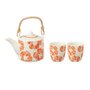 Voir la diapositive 1 : Paris Prix Théière & 2 tasses Design Fleurs  Fiesta Sud  16cm Orange