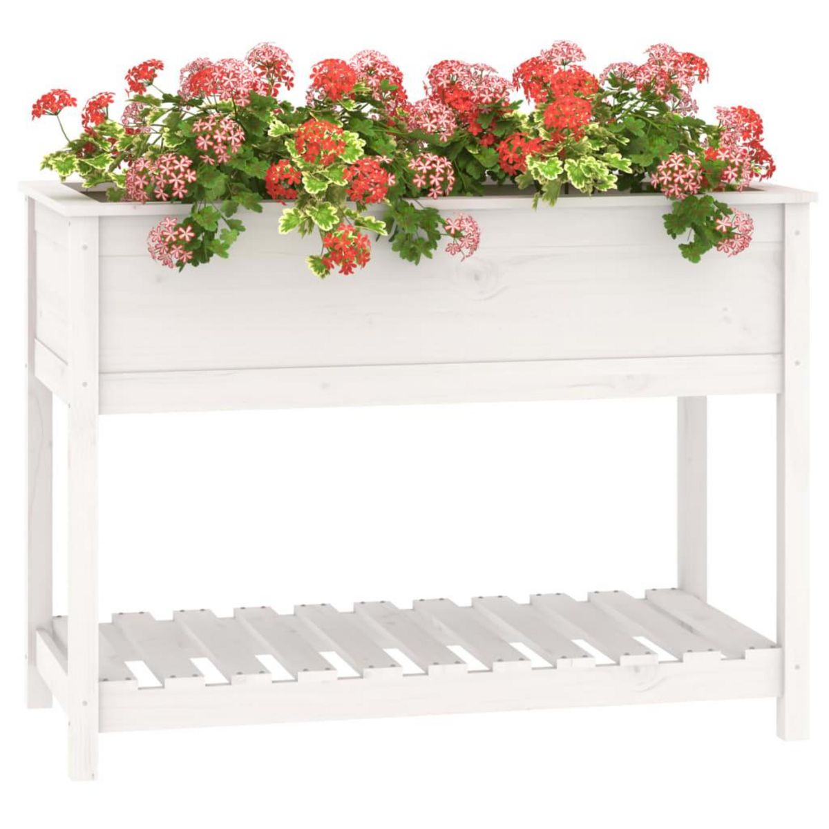 VIDAXL Jardiniere avec etagere Blanc 111,5x54x81 cm Bois massif de pin