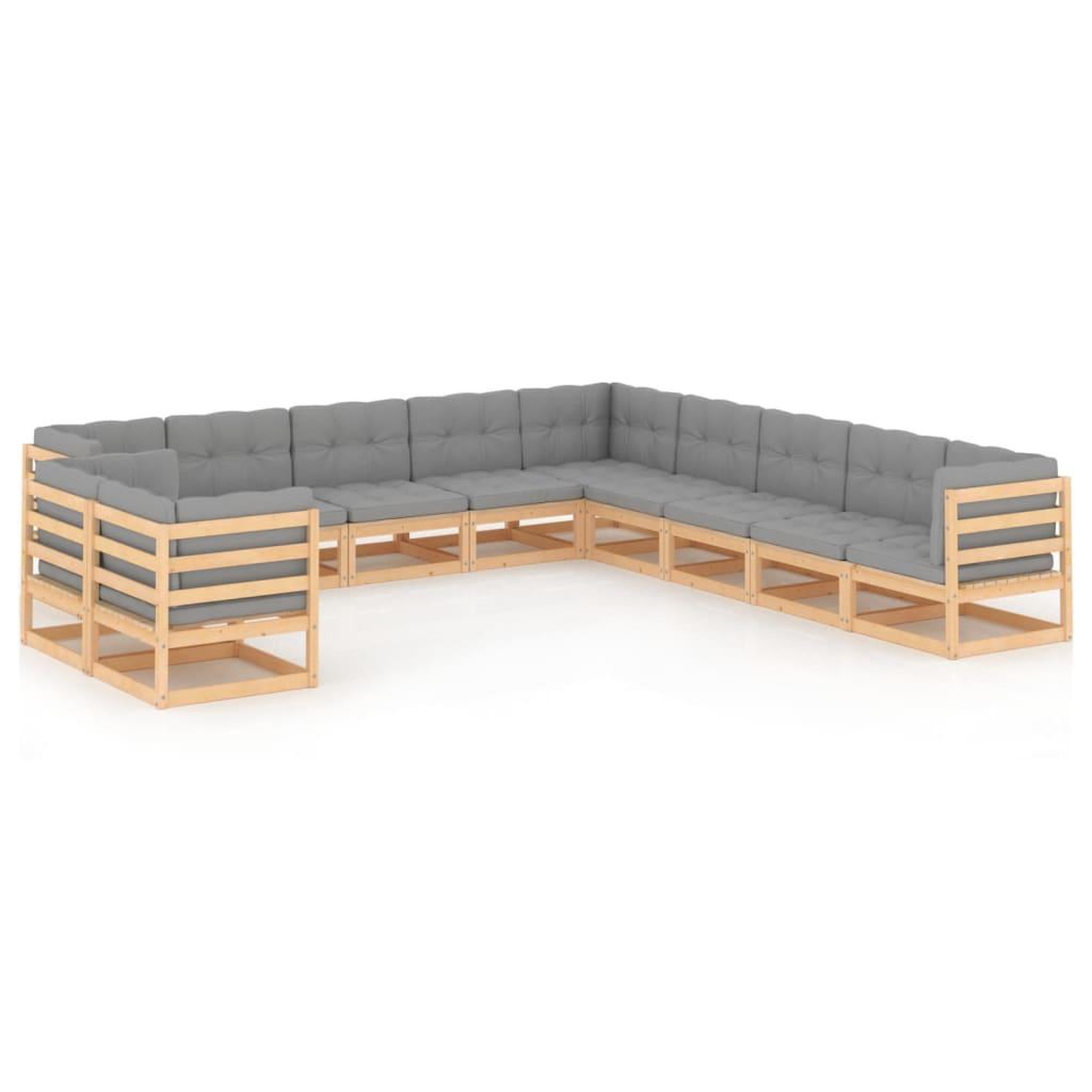 Voir la diapositive 1 : VIDAXL Salon de jardin 11 pcs avec coussins Bois de pin massif
