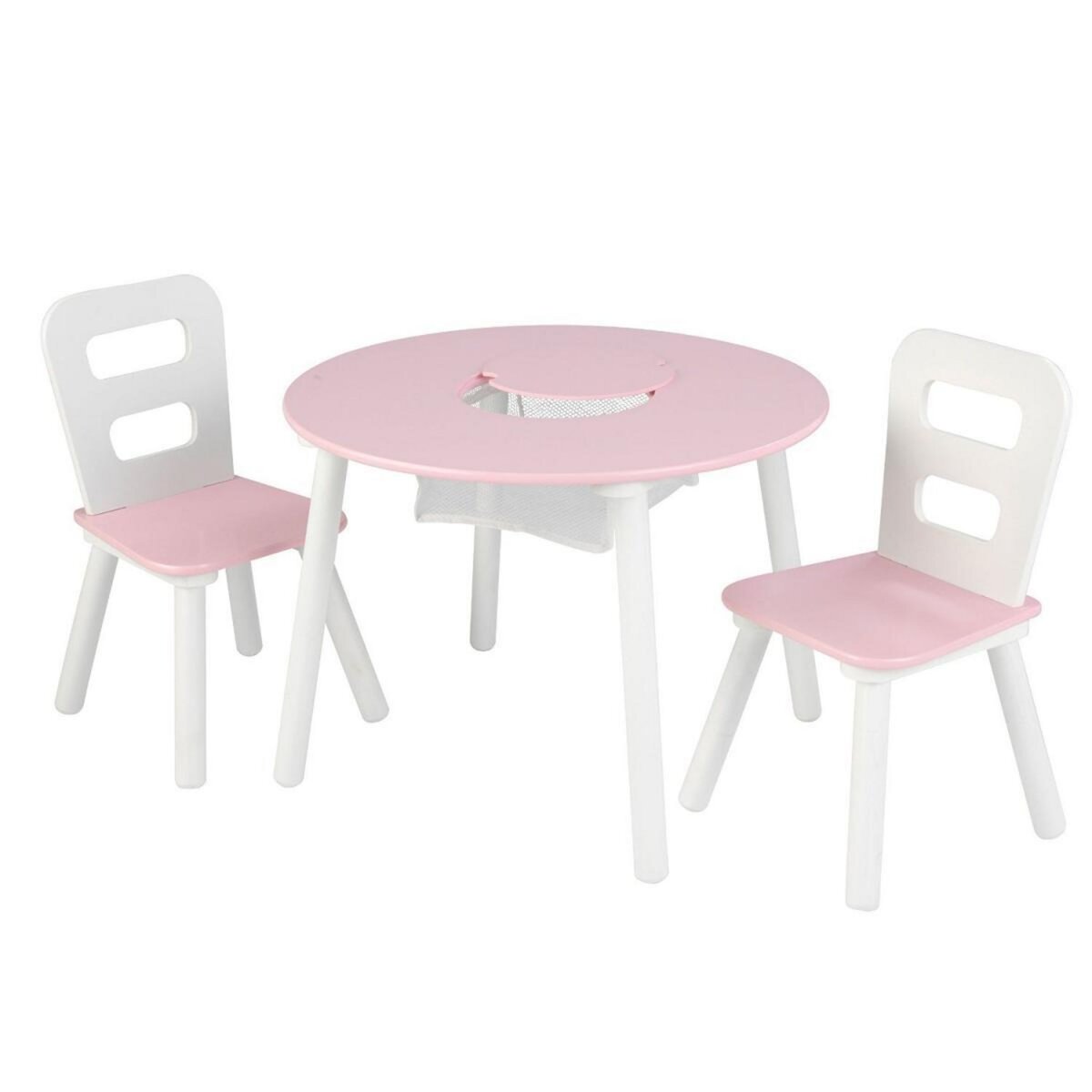 KidKraft Table Enfant ronde avec 2 chaises Blanc et rose