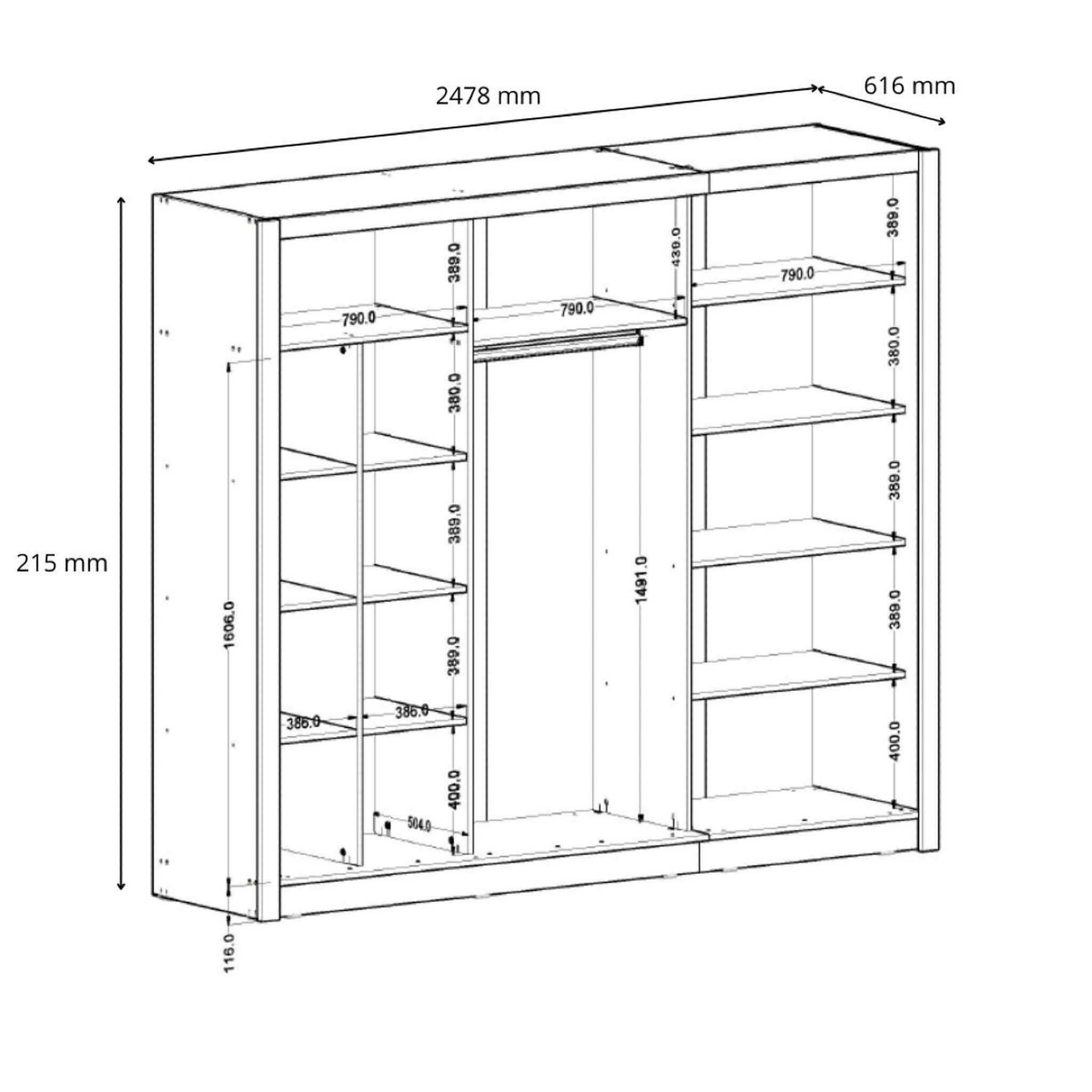 Voir la diapositive 5 : JLC KREATION Armoire moderne blanche 3 portes coulissantes 245cm ulric