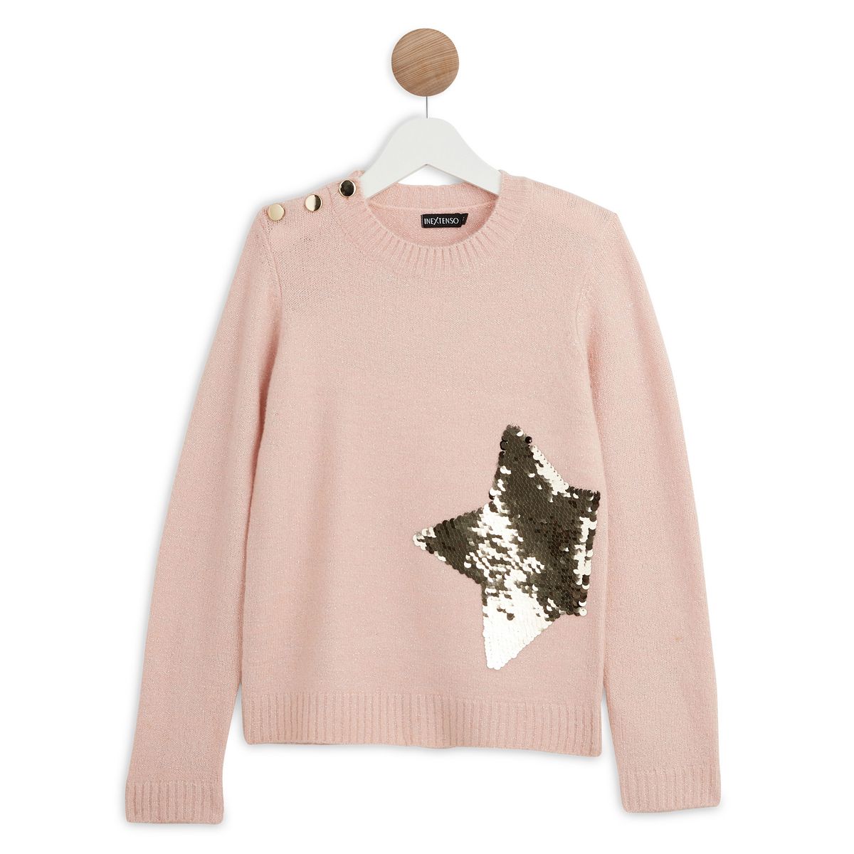 IN EXTENSO Pull doux à sequins réversibles étoile fille