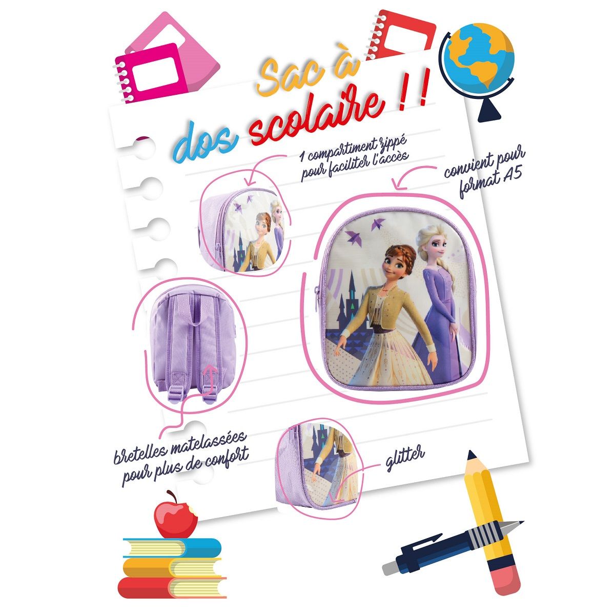 DISNEY Sac maternelle Reine des Neiges