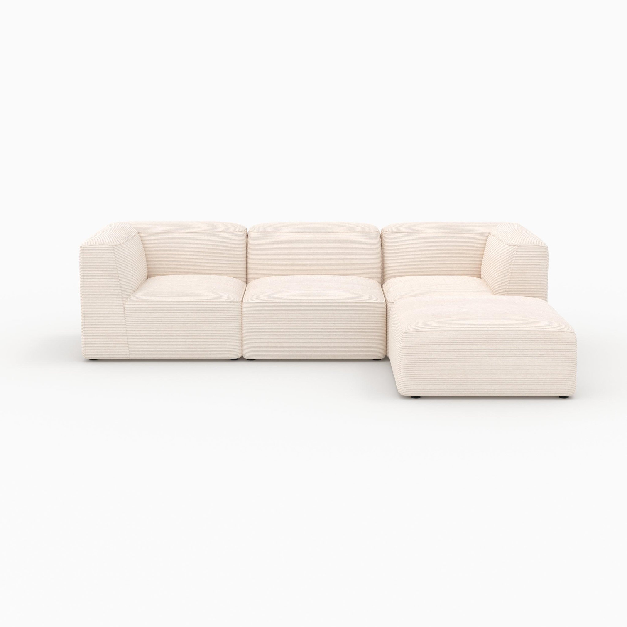 Voir la diapositive 6 : MAISON PAVANE Canapé modulable en velours blanc 3 places avec pouf-mina
