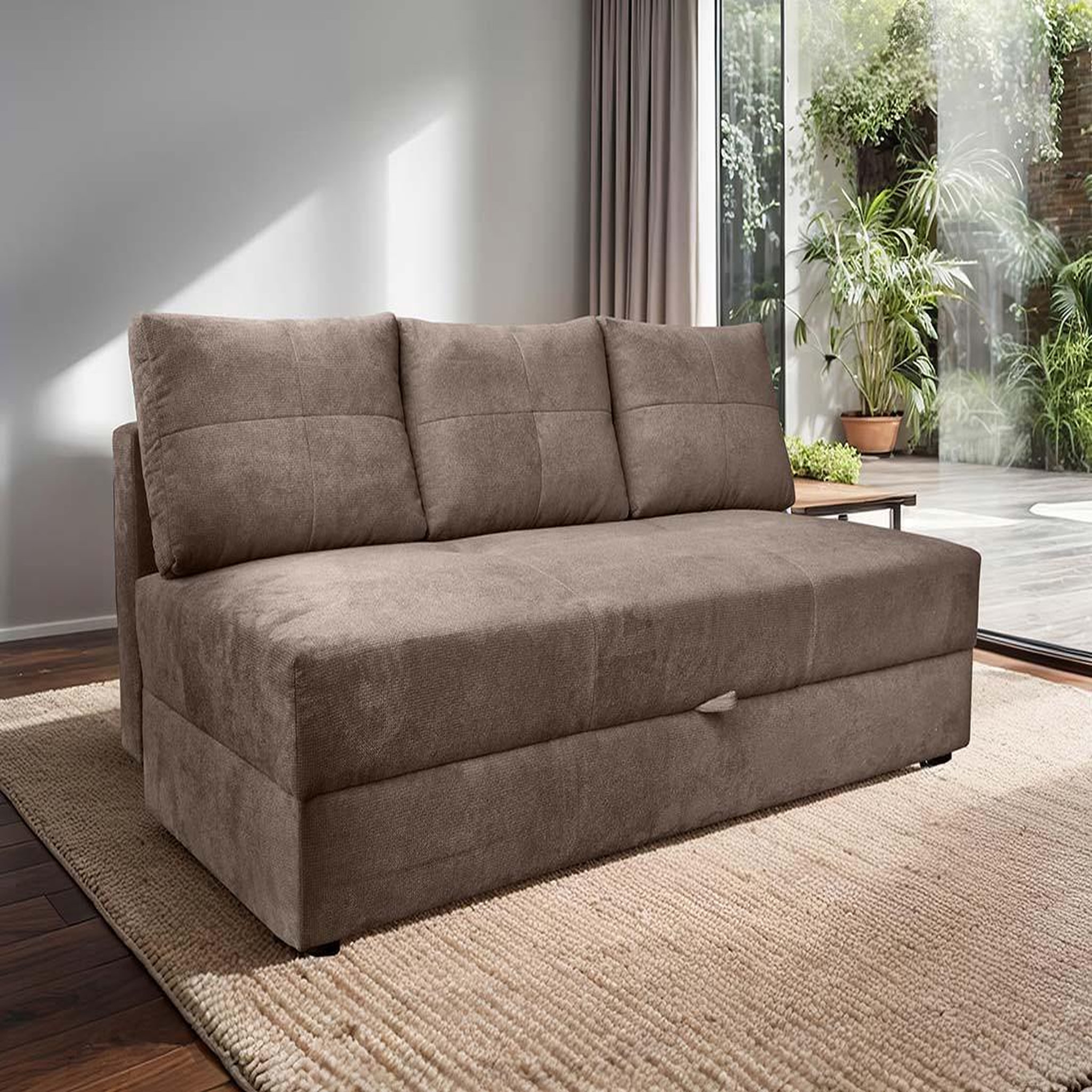 Voir la diapositive 1 : BEST MOBILIER Lucina - canapé droit 3 places - convertible avec coffre - en velours