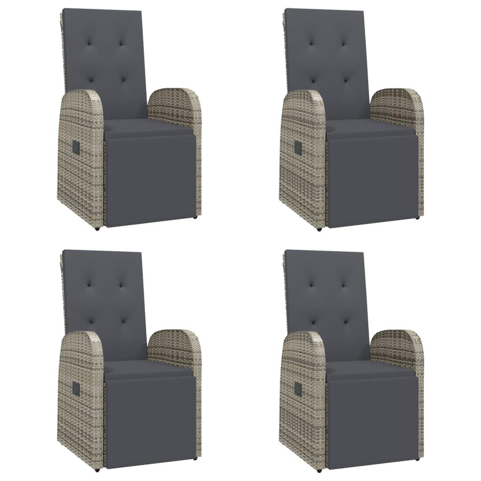 Voir la diapositive 4 : VIDAXL Ensemble a manger de jardin 5 pcs coussins gris resine tressee