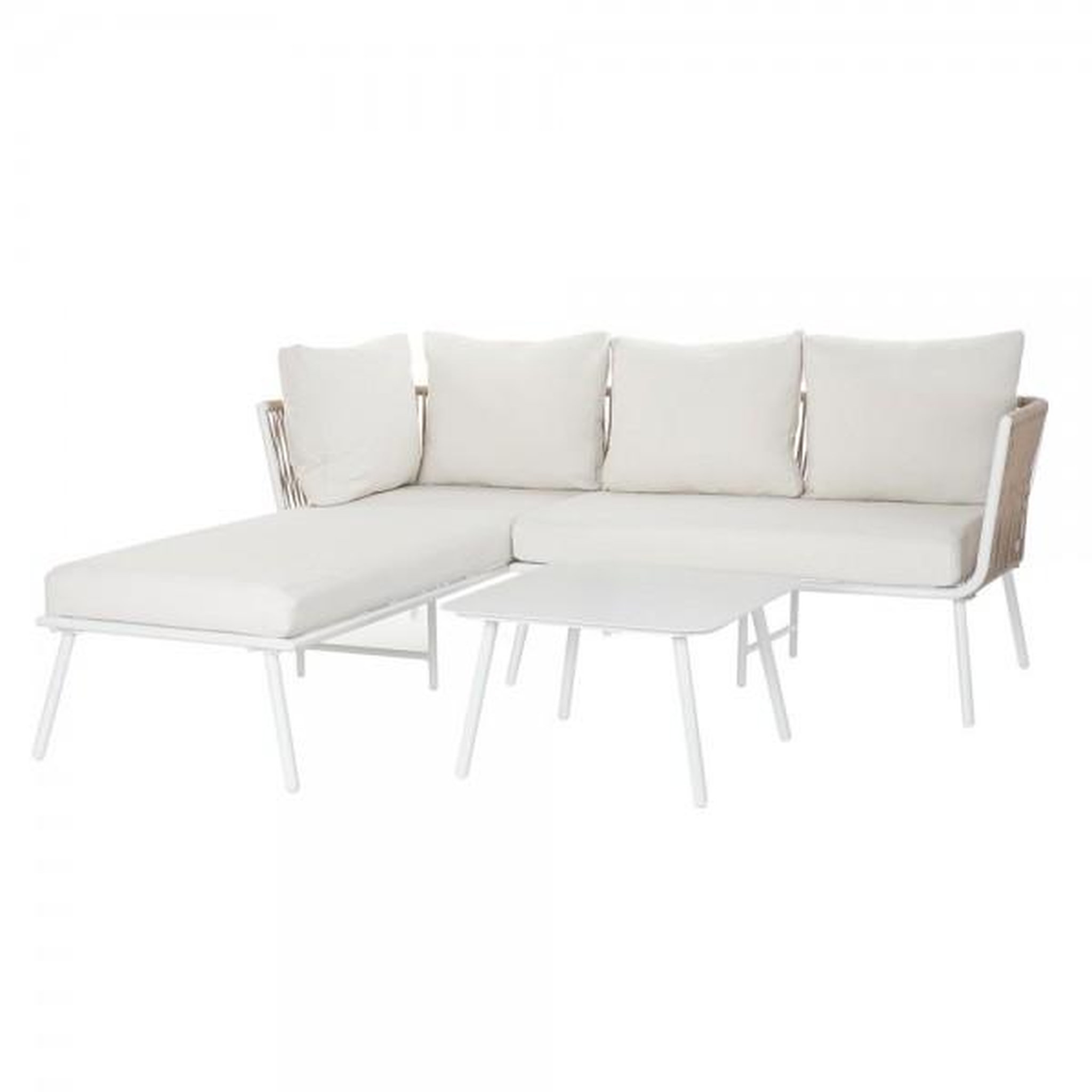 Voir la diapositive 1 : MARKET24 Canapé de jardin DKD Home Decor Beige Polyester Corde Aluminium (196 x 75 x 68,5 cm)