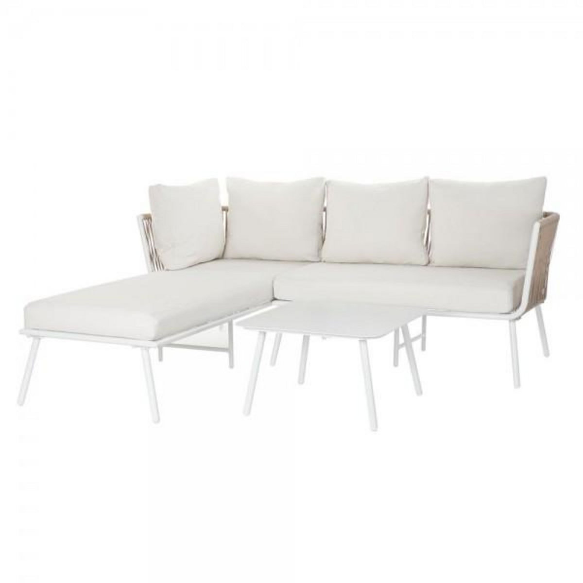 MARKET24 Canapé de jardin DKD Home Decor Beige Polyester Corde Aluminium (196 x 75 x 68,5 cm)