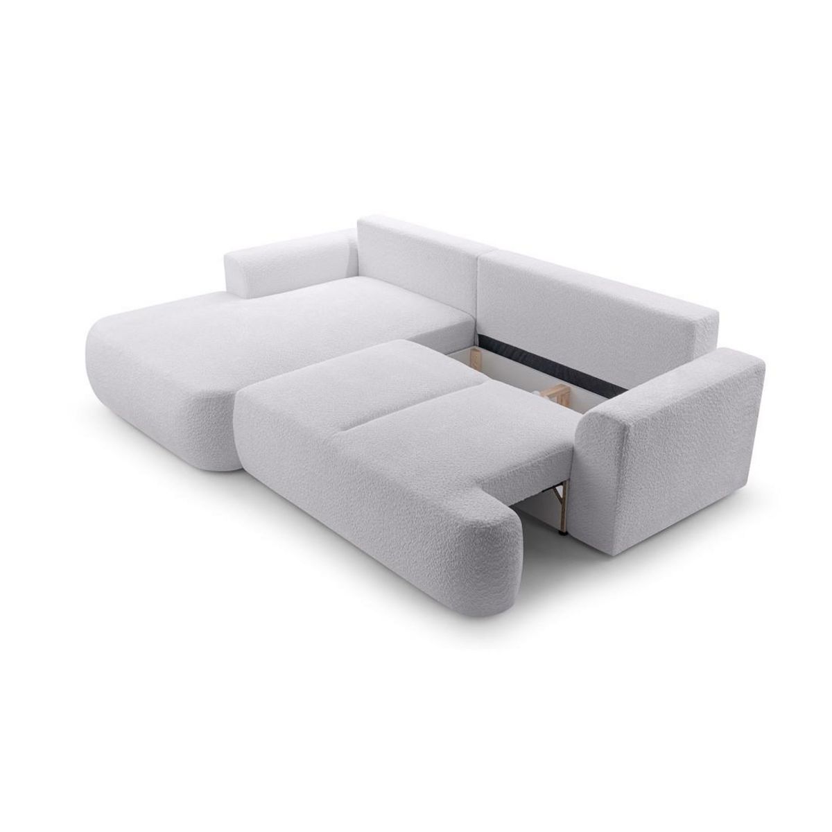 BEST MOBILIER Candela - canapé d'angle gauche 4 places - convertible avec coffre - en tissu bouclette