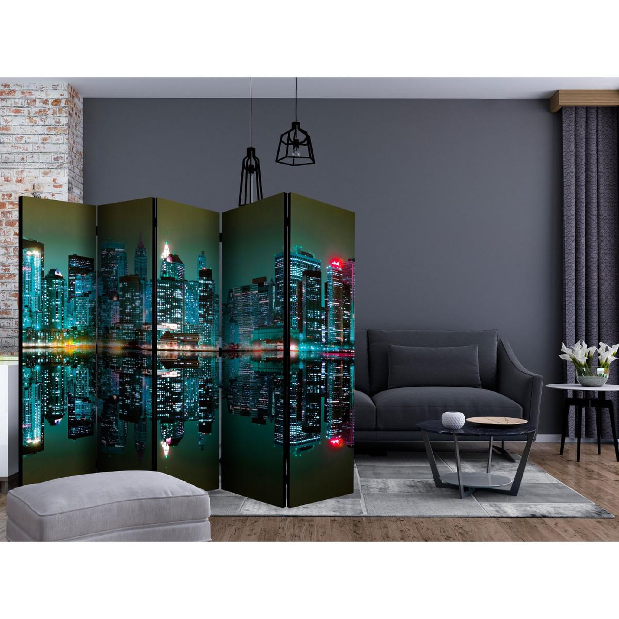 Voir la diapositive 2 : Paris Prix Paravent 5 volets  gold reflections nyc  172x225cm