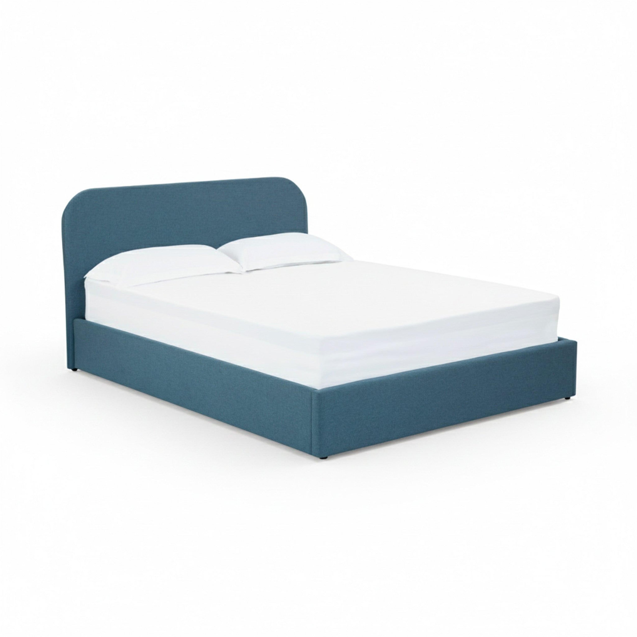 MAISON PAVANE Lit double avec coffre 160x200 cm en tissu bleu-tilly