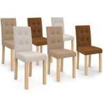 ID MARKET Lot de 6 chaises POLGA capitonnées mix color taupe, beige et marron