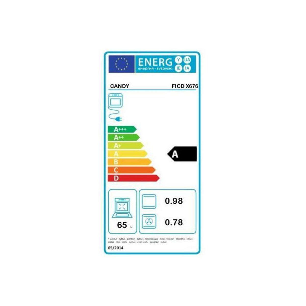 Candy Four pyrolyse - chaleur tournante CANDY FICD X676 - Inox et noir - Classe A