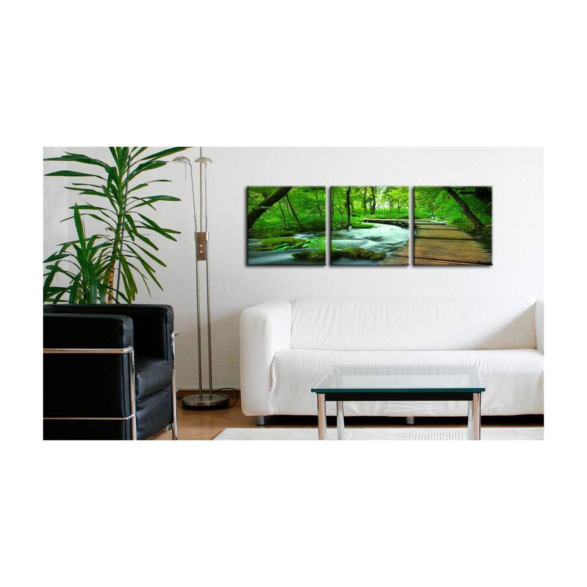 Voir la diapositive 2 : Paris Prix Tableau imprimé  promenade forestière 3 panneaux  40x120cm