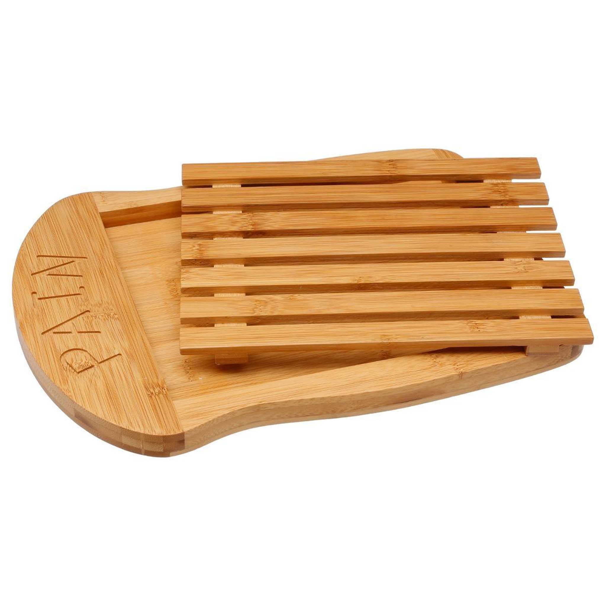 Voir la diapositive 2 : FIVE Planche à pain bambou  tranche  34cm beige