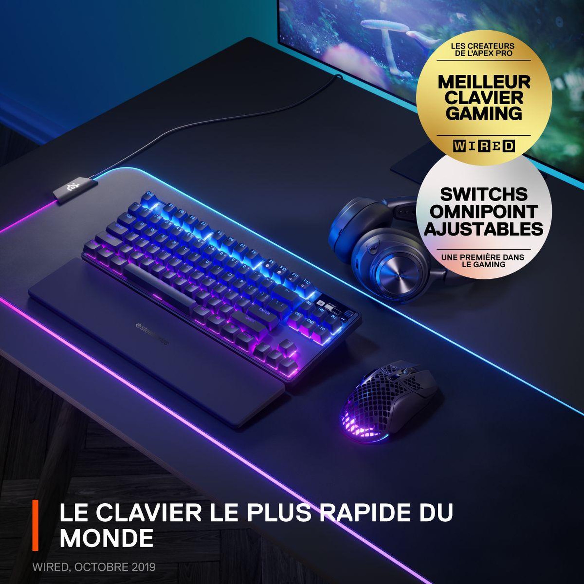Voir la diapositive 2 : STEEL SERIES Clavier gamer sans fil apex pro tkl wireless