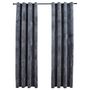 Voir la diapositive 2 : VIDAXL Rideaux occultants et anneaux 2pcs Velours Anthracite 140x175cm