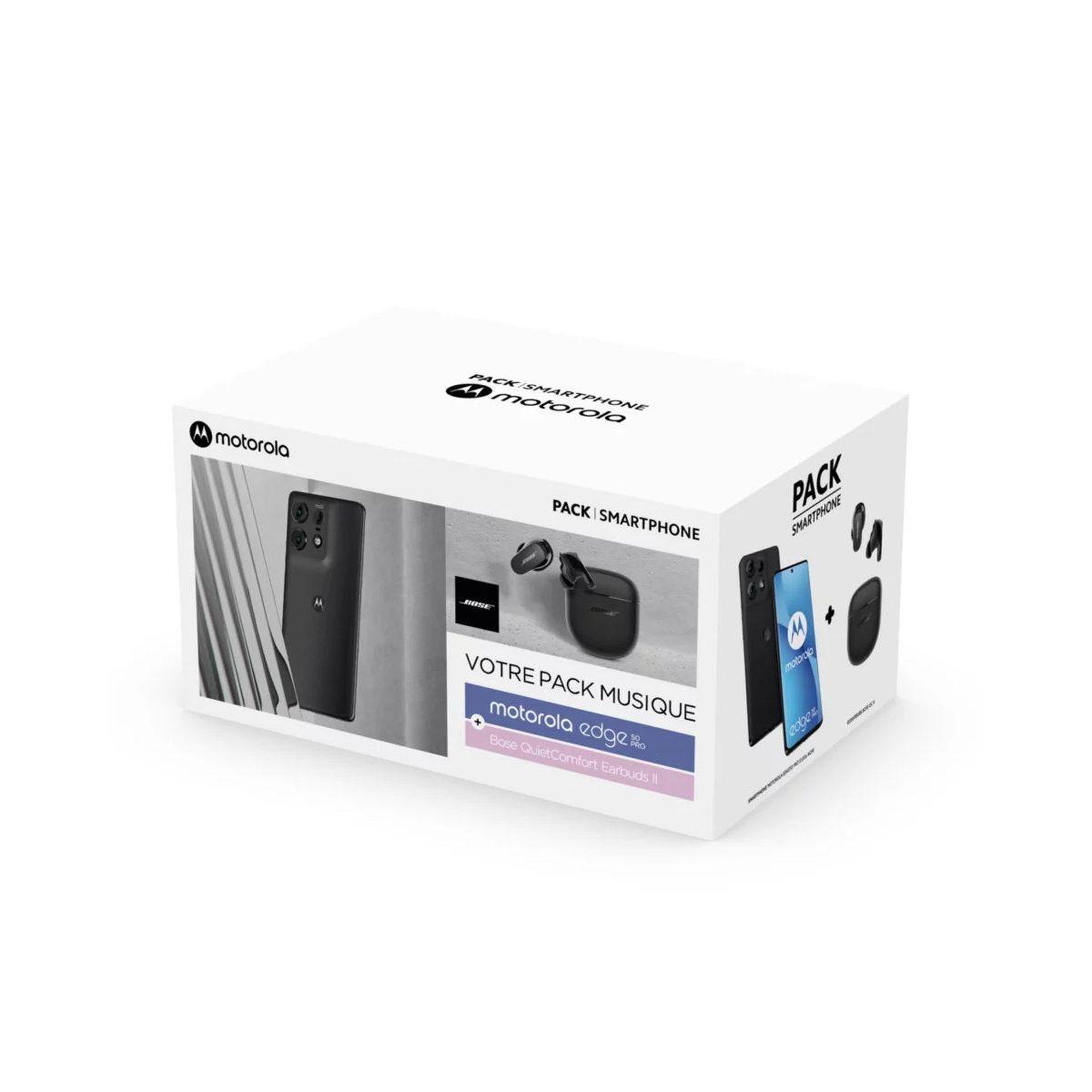 Voir la diapositive 1 : MOTOROLA Smartphone Pack Edge 50 Pro 512 Noir+Buds Bose