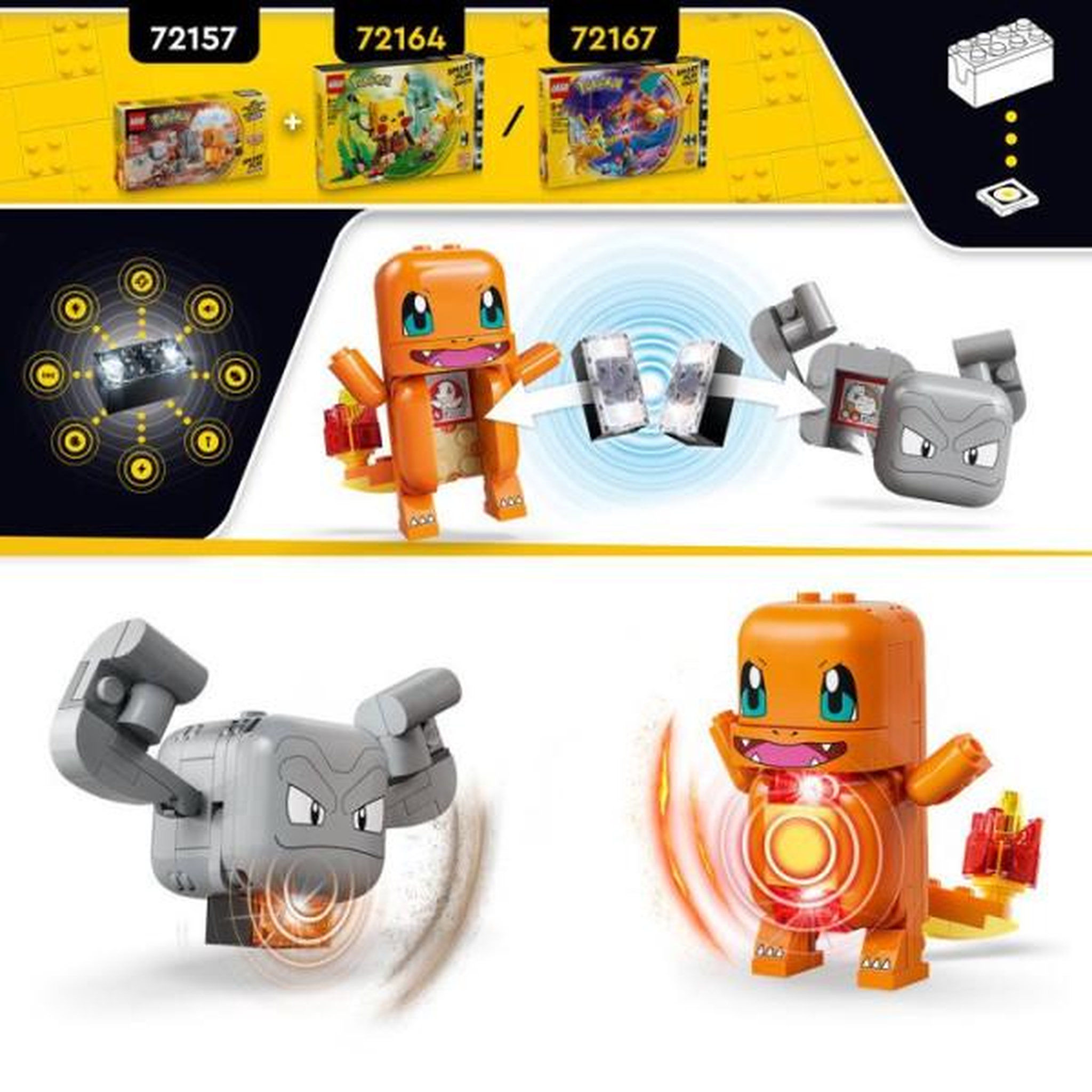 Voir la diapositive 3 : LEGO LEGO Pokémon 72157 - Set de construction compatible SMART Play™ - Salameche et Racaillou, Combat dans la grotte - Des 6 ans