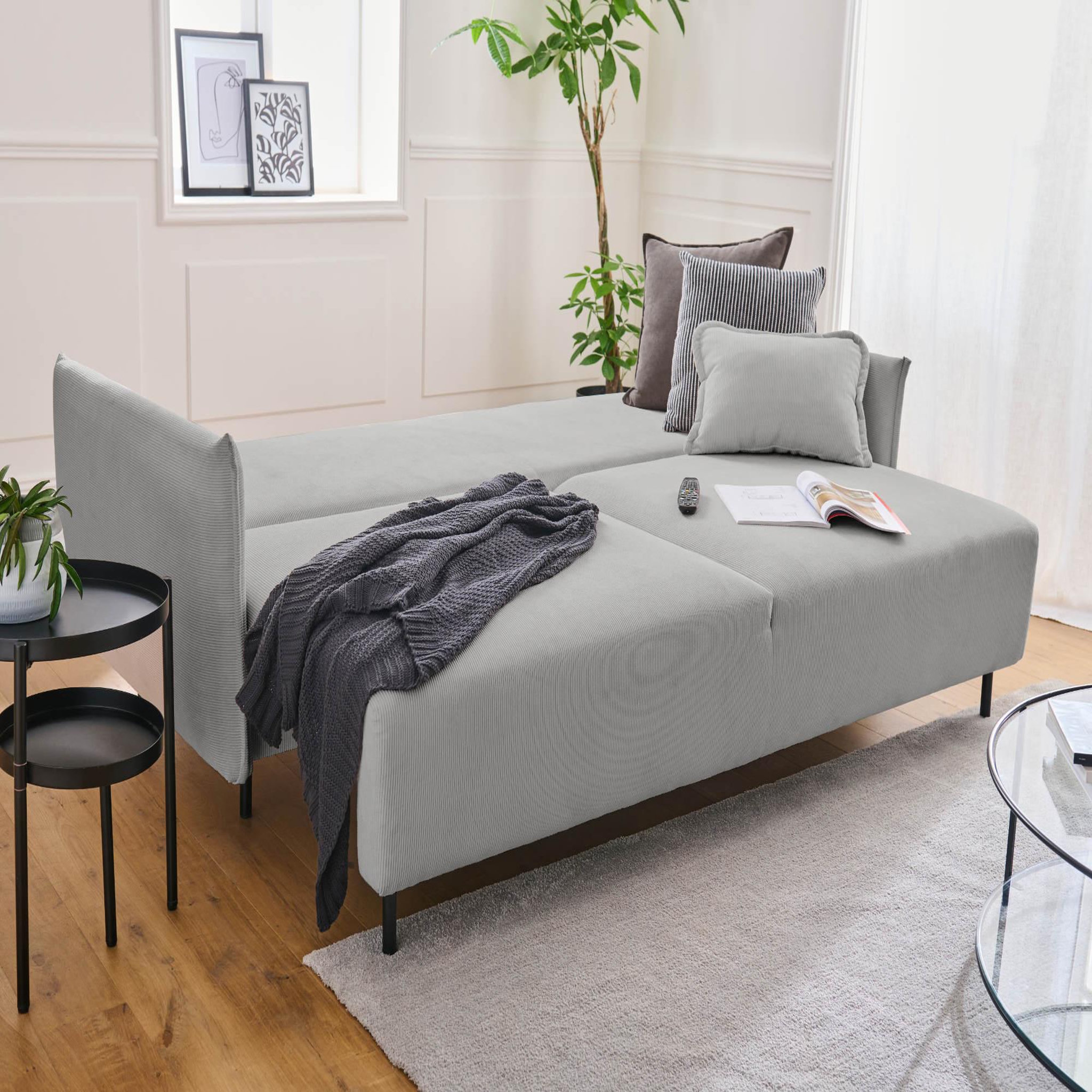 Voir la diapositive 2 : LISA DESIGN Valentina - canapé 3 places convertible - avec coffre - en velours côtelé - style contemporain