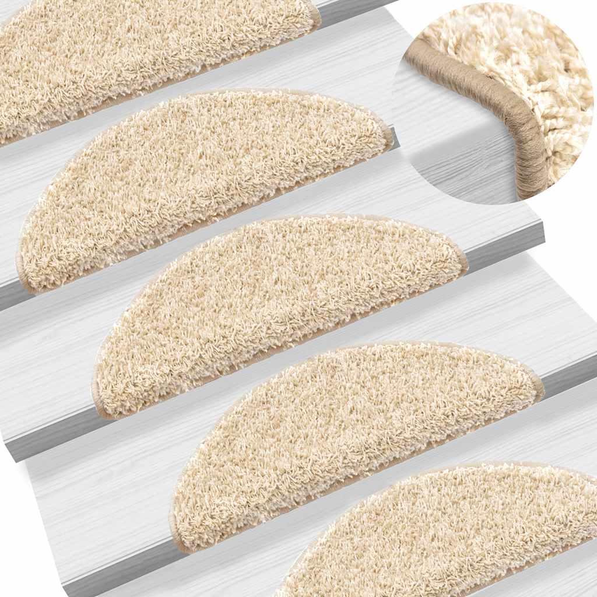Voir la diapositive 5 : VIDAXL Tapis d'escalier 30 pcs creme 56x17x3 cm