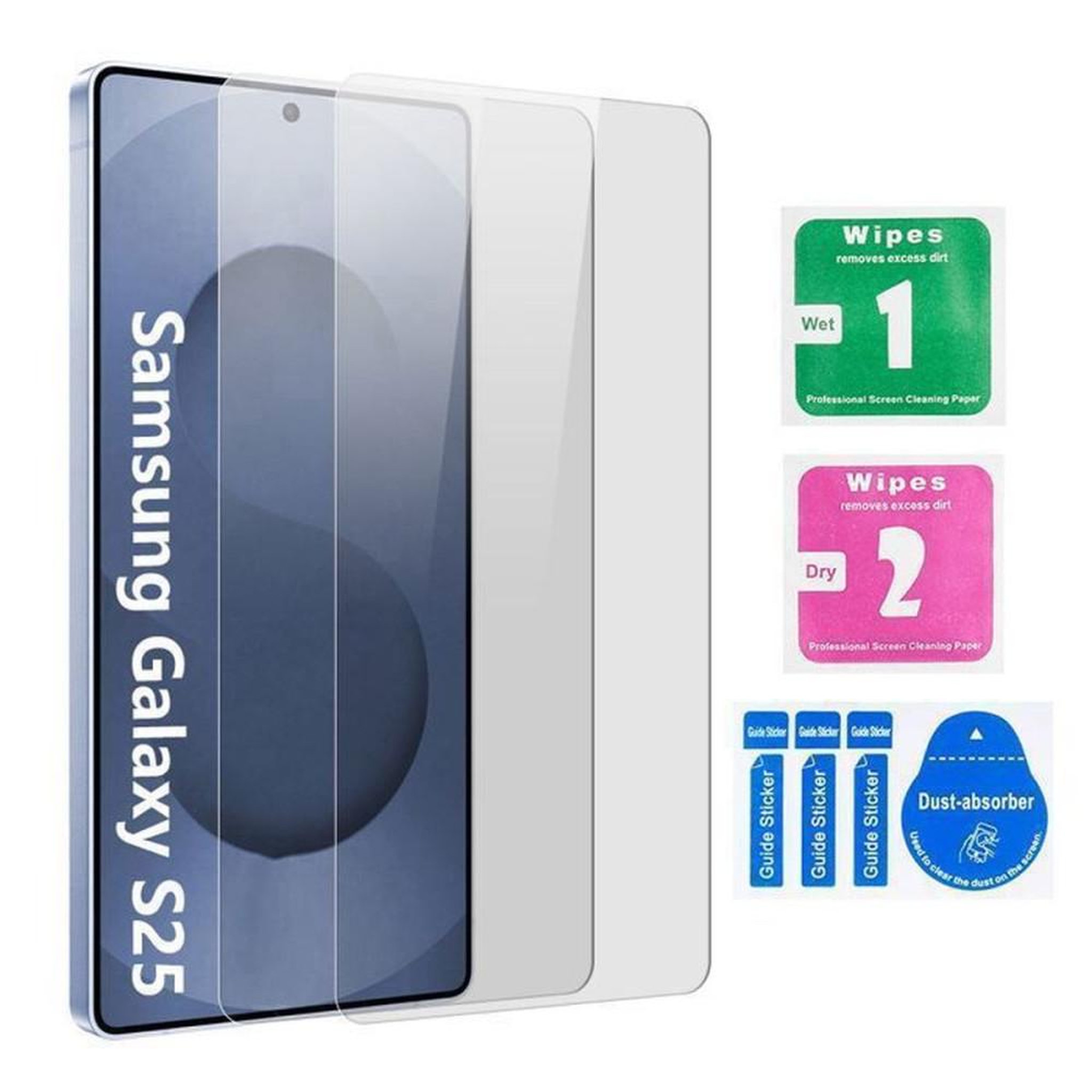 Film verre de protection écran 9H pour Samsung Galaxy S25 6,2  (lot de 2)