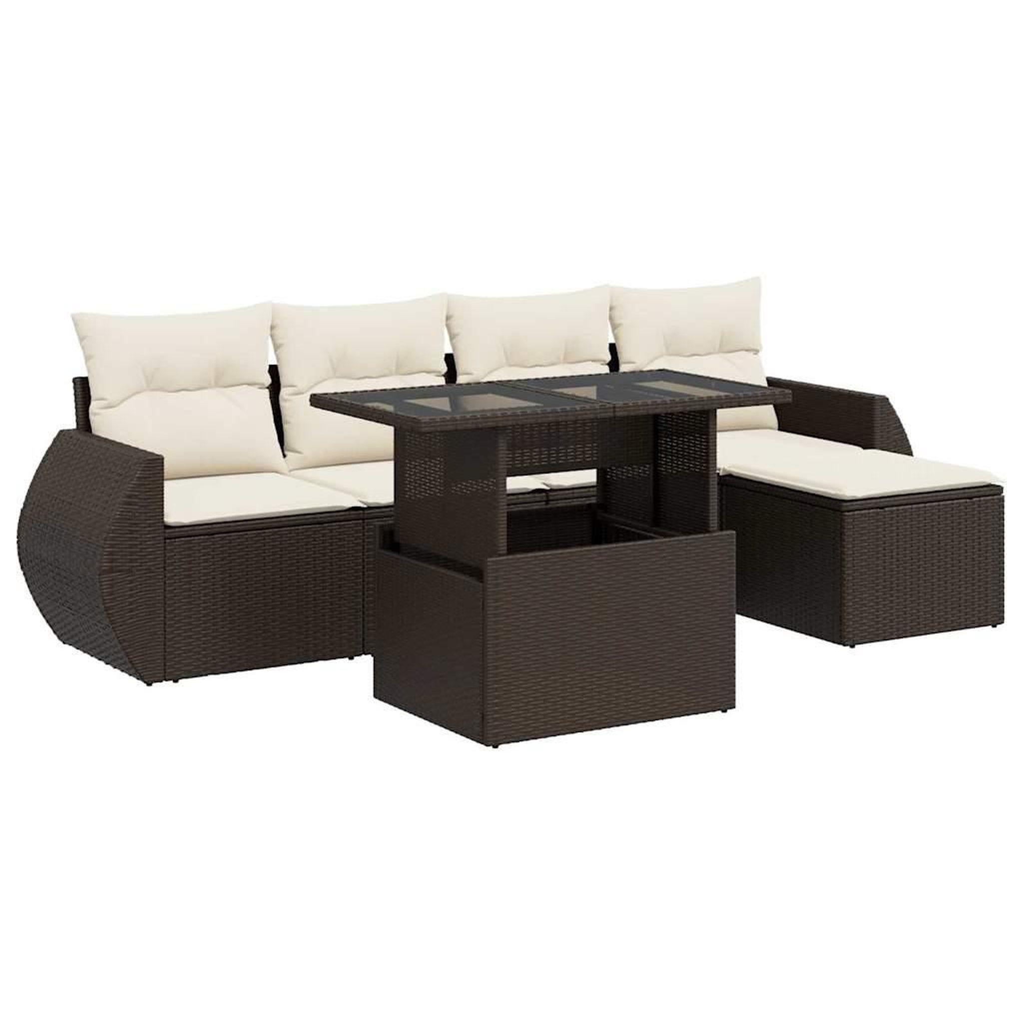 Voir la diapositive 2 : VIDAXL Salon de jardin avec coussins 6 pcs marron resine tressee