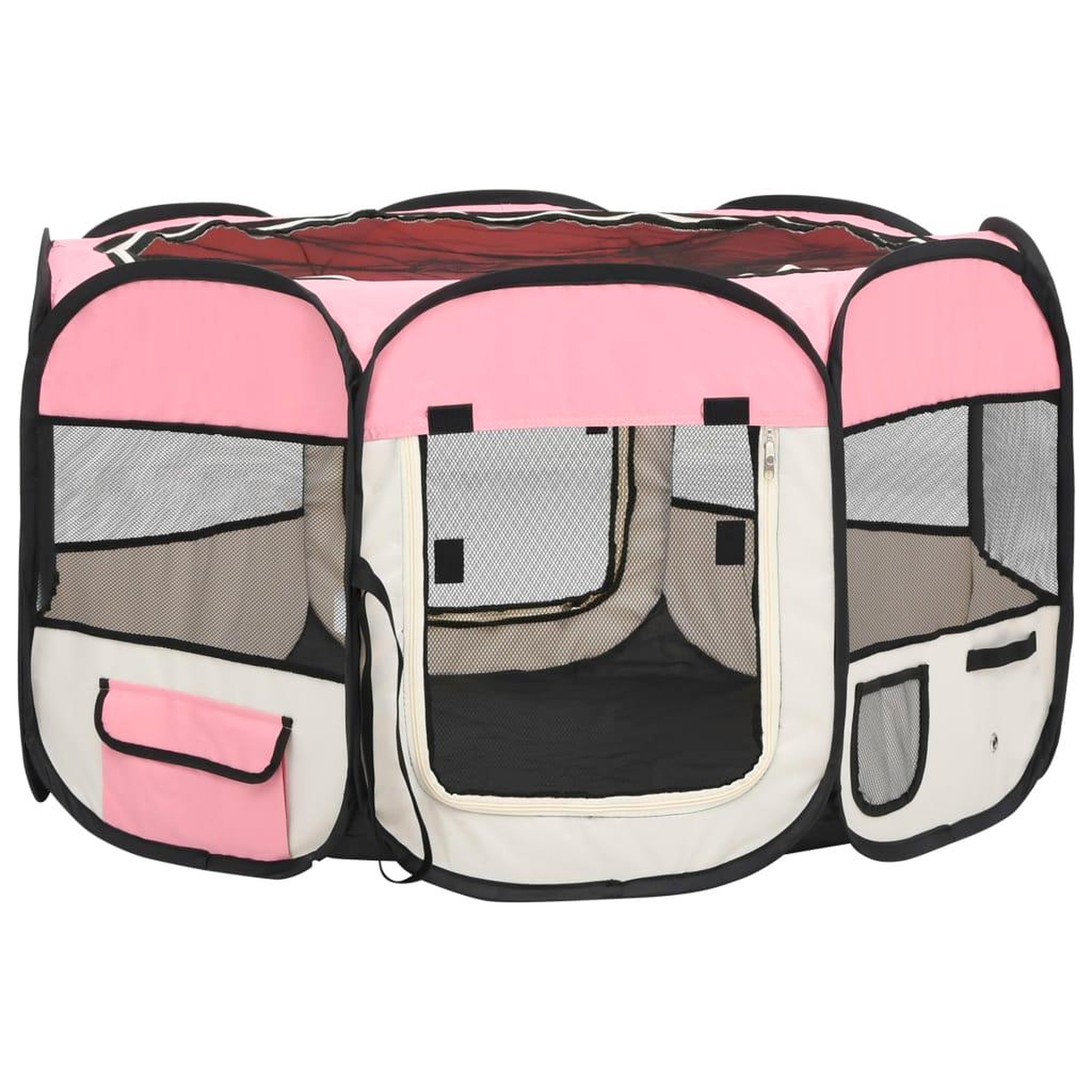 Voir la diapositive 2 : VIDAXL Parc pliable pour chien avec sac de transport Rose 110x110x58cm