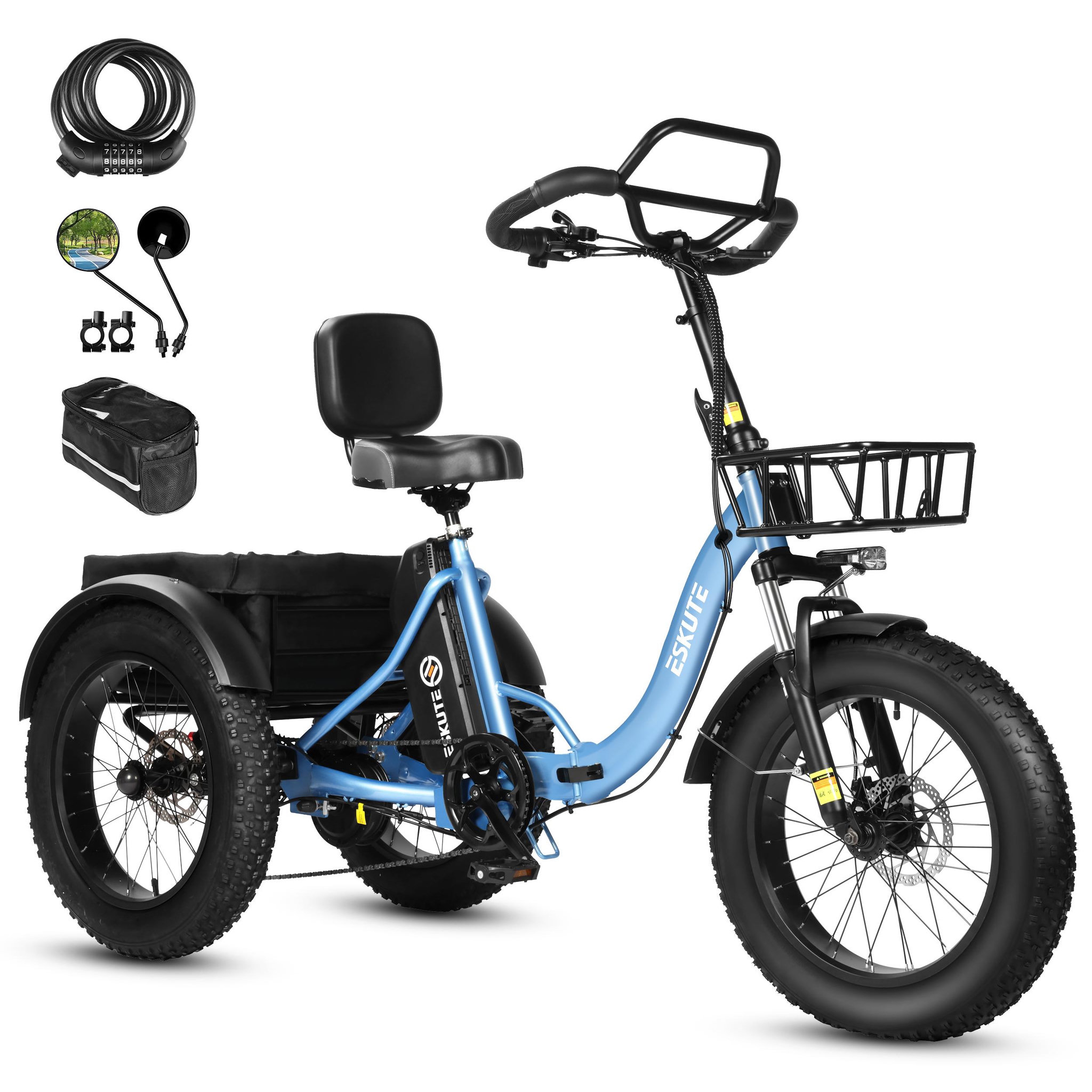 Voir la diapositive 1 : ESKUTE Tricycle Électrique 20  ESKUTE T302PRO