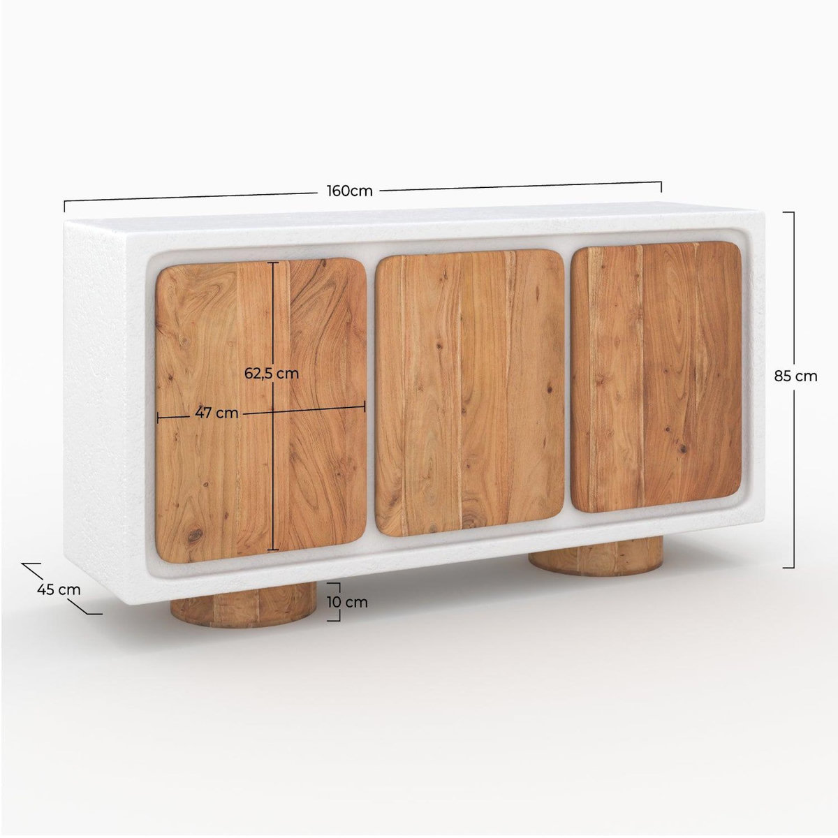 Rendez vous déco Buffet en béton blanc cassé et bois d'acacia-Eden