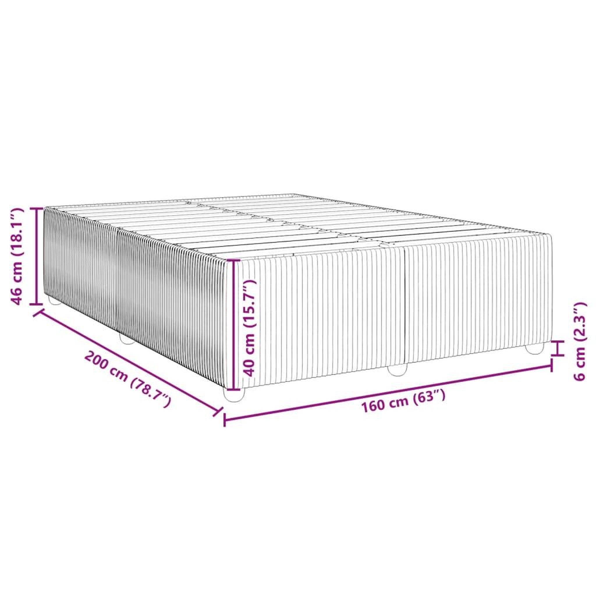 Voir la diapositive 6 : VIDAXL Cadre de lit sans matelas bleu 160x200 cm velours