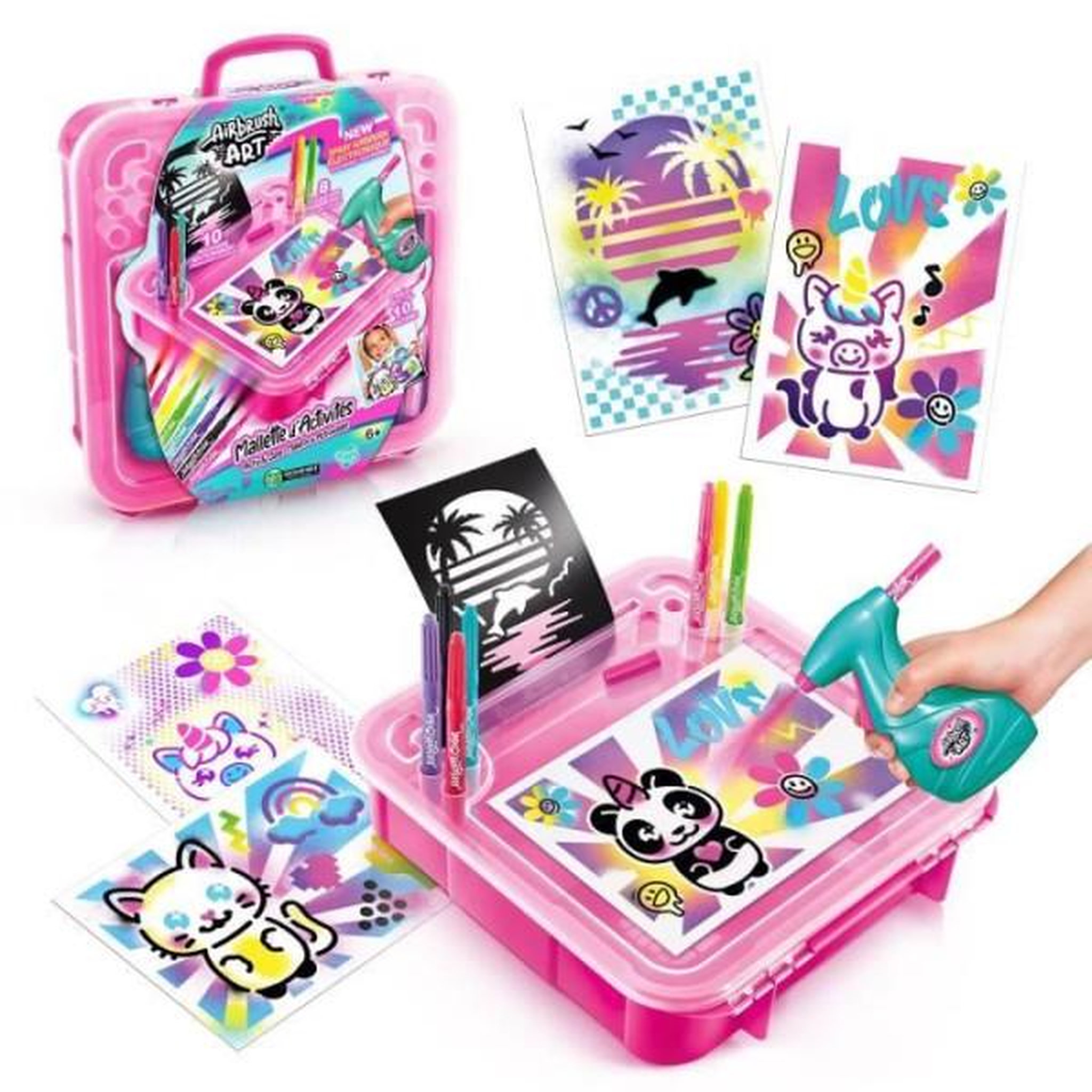 Canal Toys Canal toys - airbrush art - mallette d'activités avec spray électronique, pochoirs et feutres - air 017
