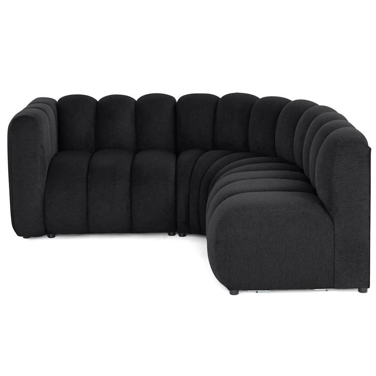 LISA DESIGN Debbie - canapé modulable d'angle droit 4 places avec accoudoir en tissu texturé