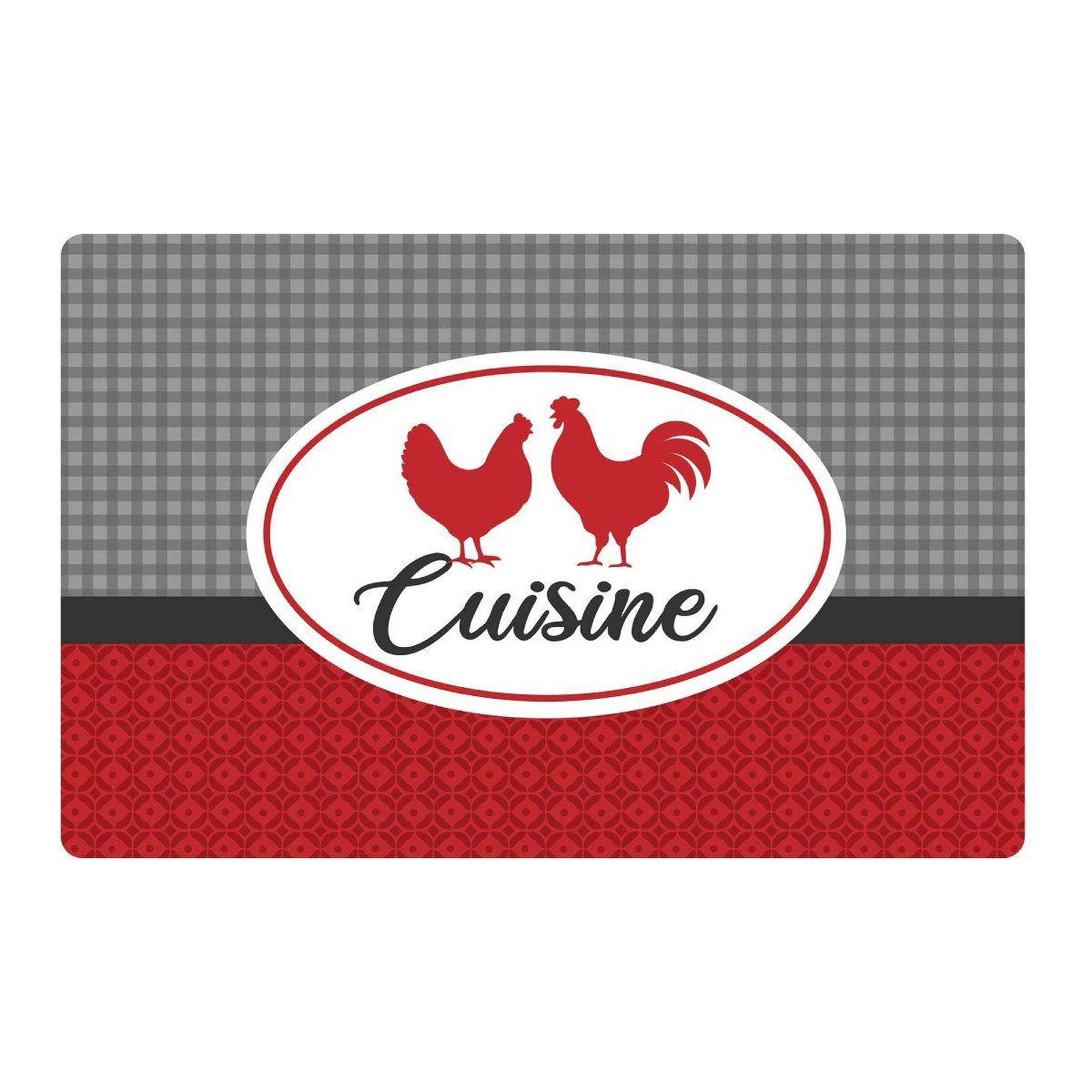 Douceur d'Intérieur Set de table  kitchic  28x44cm rouge & gris