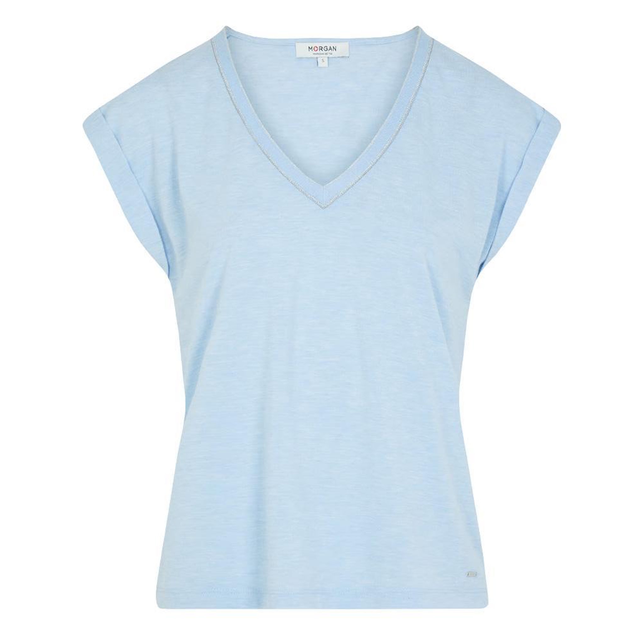 Voir la diapositive 2 : MORGAN T-Shirt Bleu Clair Femme Morgan Fantaisie