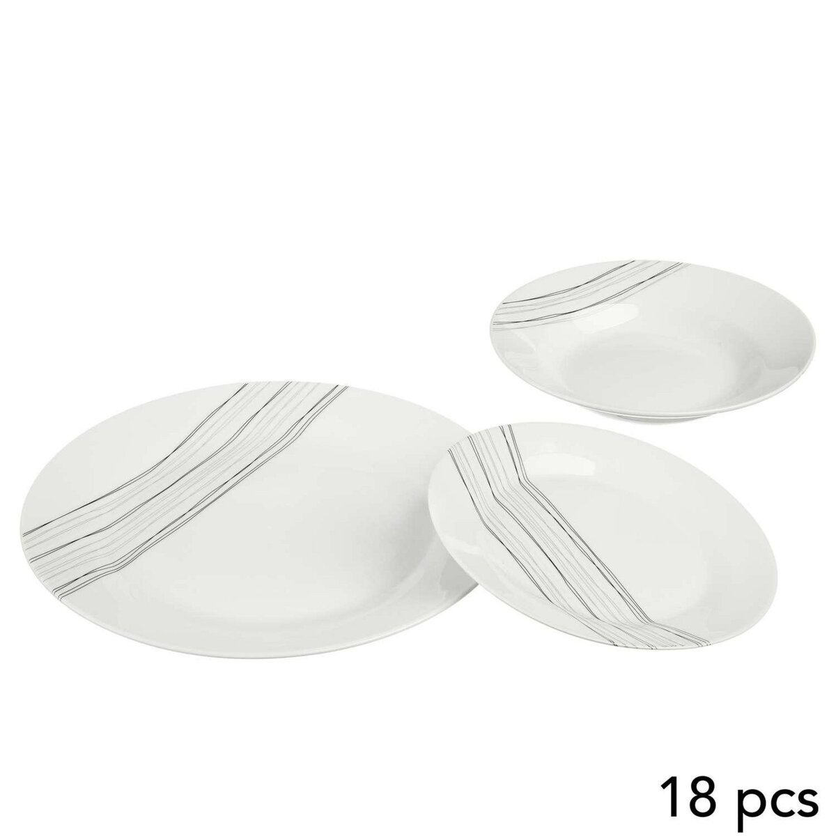 SECRET DE GOURMET Service vaisselle 18 pièces LIGNES - Blanc