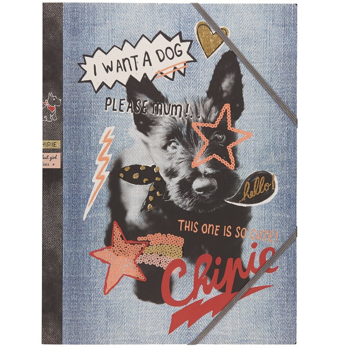 CHIPIE chemise cartonnée à élastiques 24x32cm Chipie Star - I want a dog